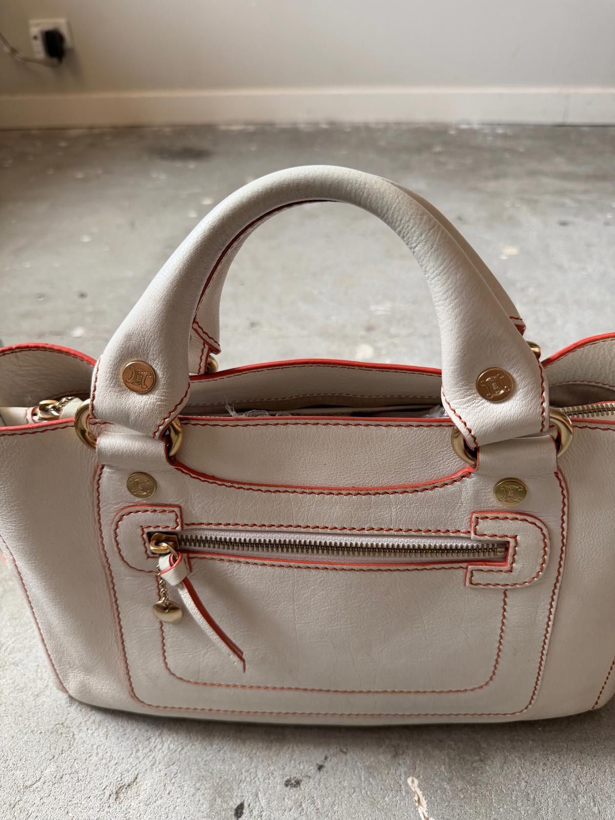 Celine Celine Leather Boogie Shoulder Bag White/Red Size ONE SIZE - 4 Thumbnail