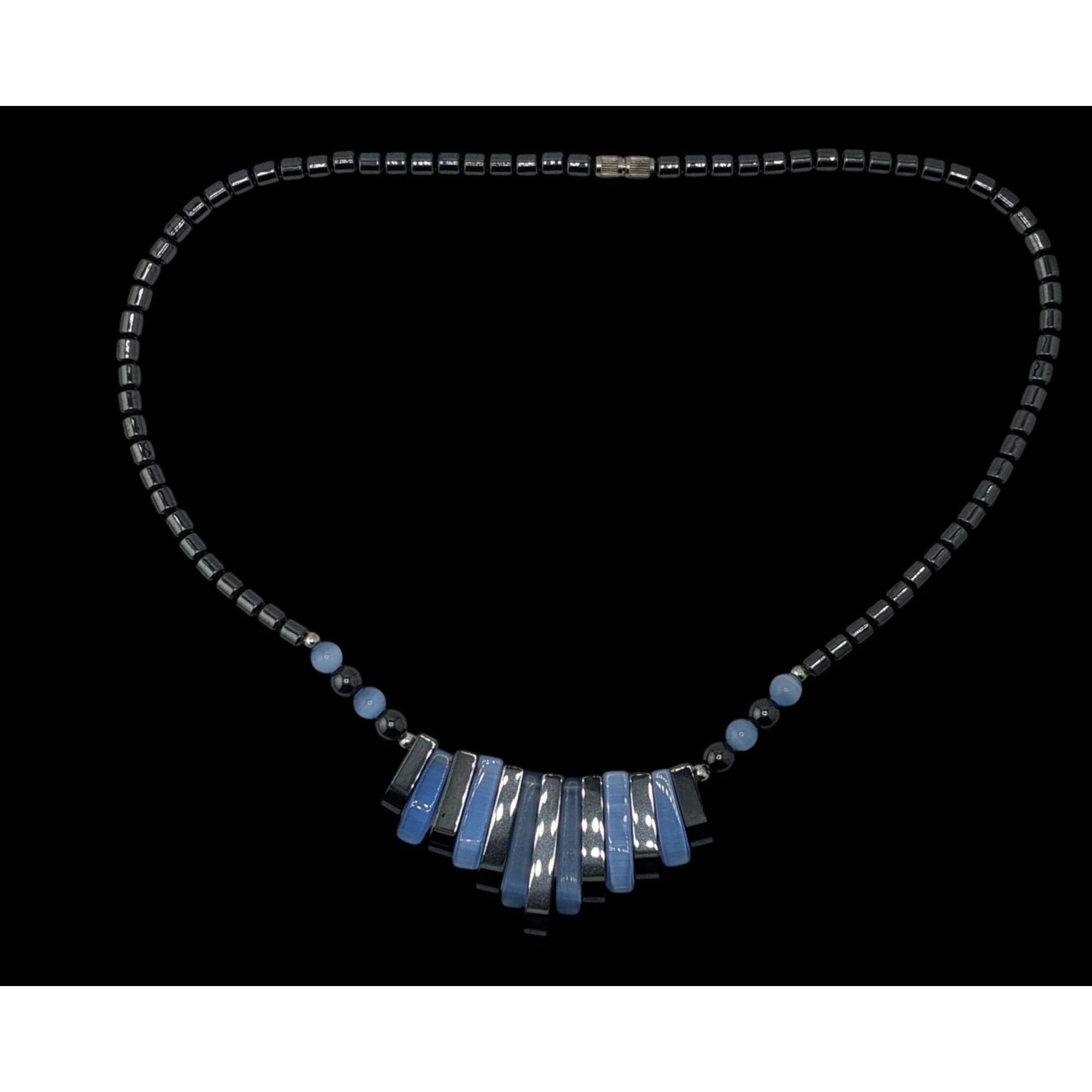 Other Blue And Black Hematite And Cateye Glass Beaded Statement Ne Size ONE SIZE - 3 Thumbnail
