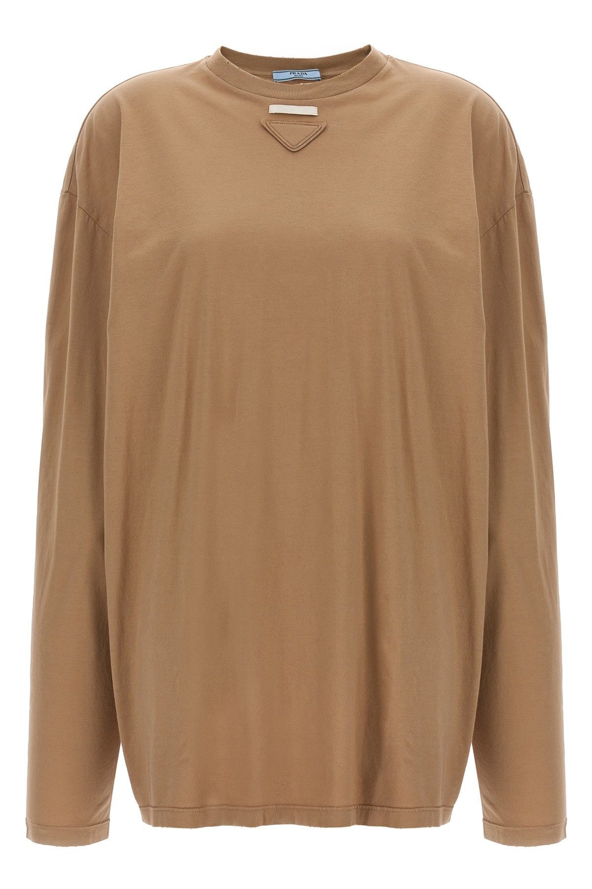 image of Prada Logo T-Shirt in Beige, Women's (Size XS)