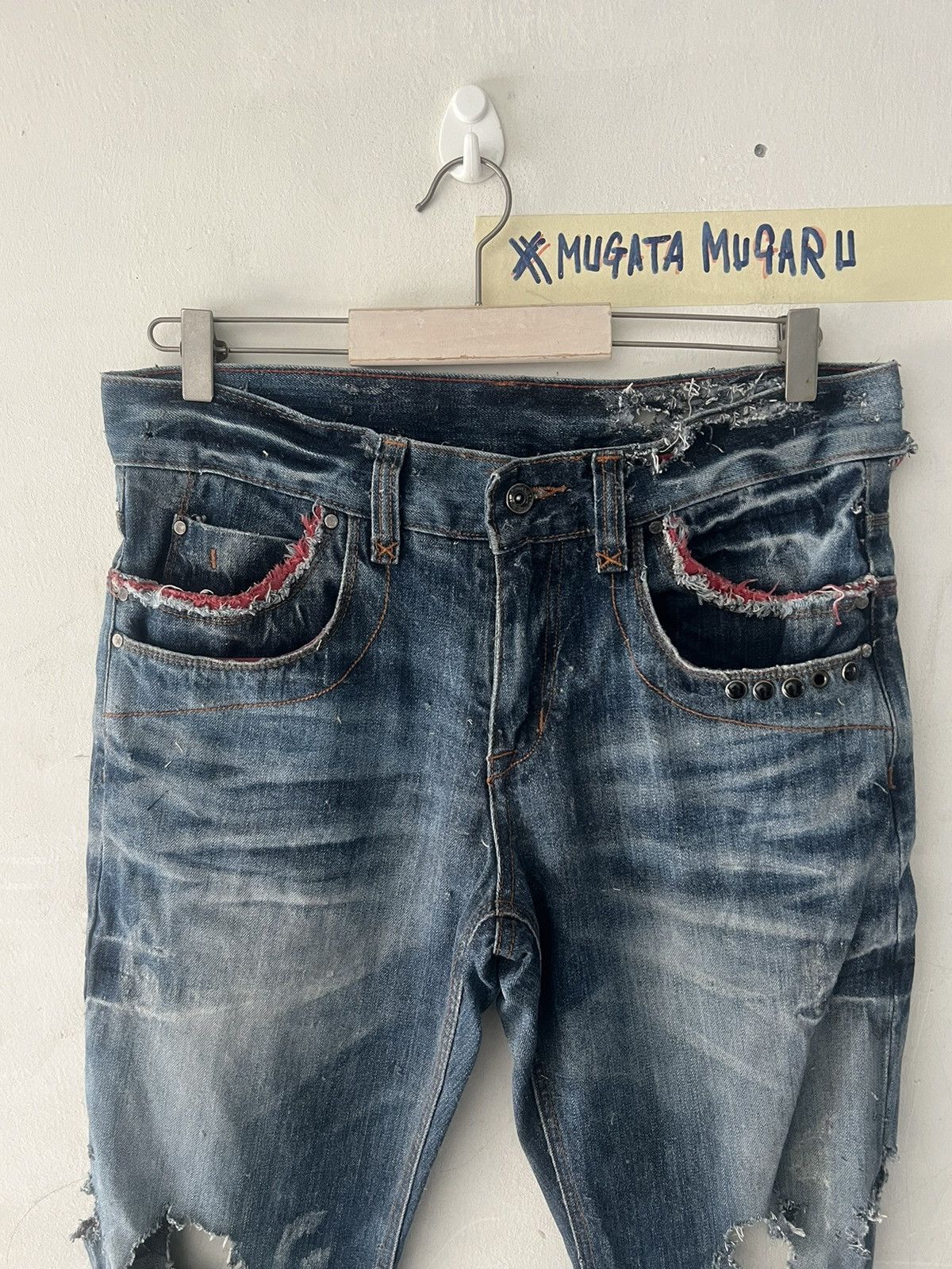 Hysteric Glamour SUPER THRASHED🔥SEMANTIC DESIGN RIPPED DENIM KURT KOBAIN Size US 33 - 2 Thumbnail