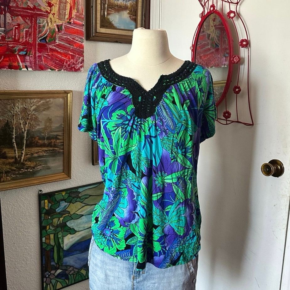 Other cable & guage green blue blouse shirt Size L / US 10 / IT 46 - 1 Thumbnail