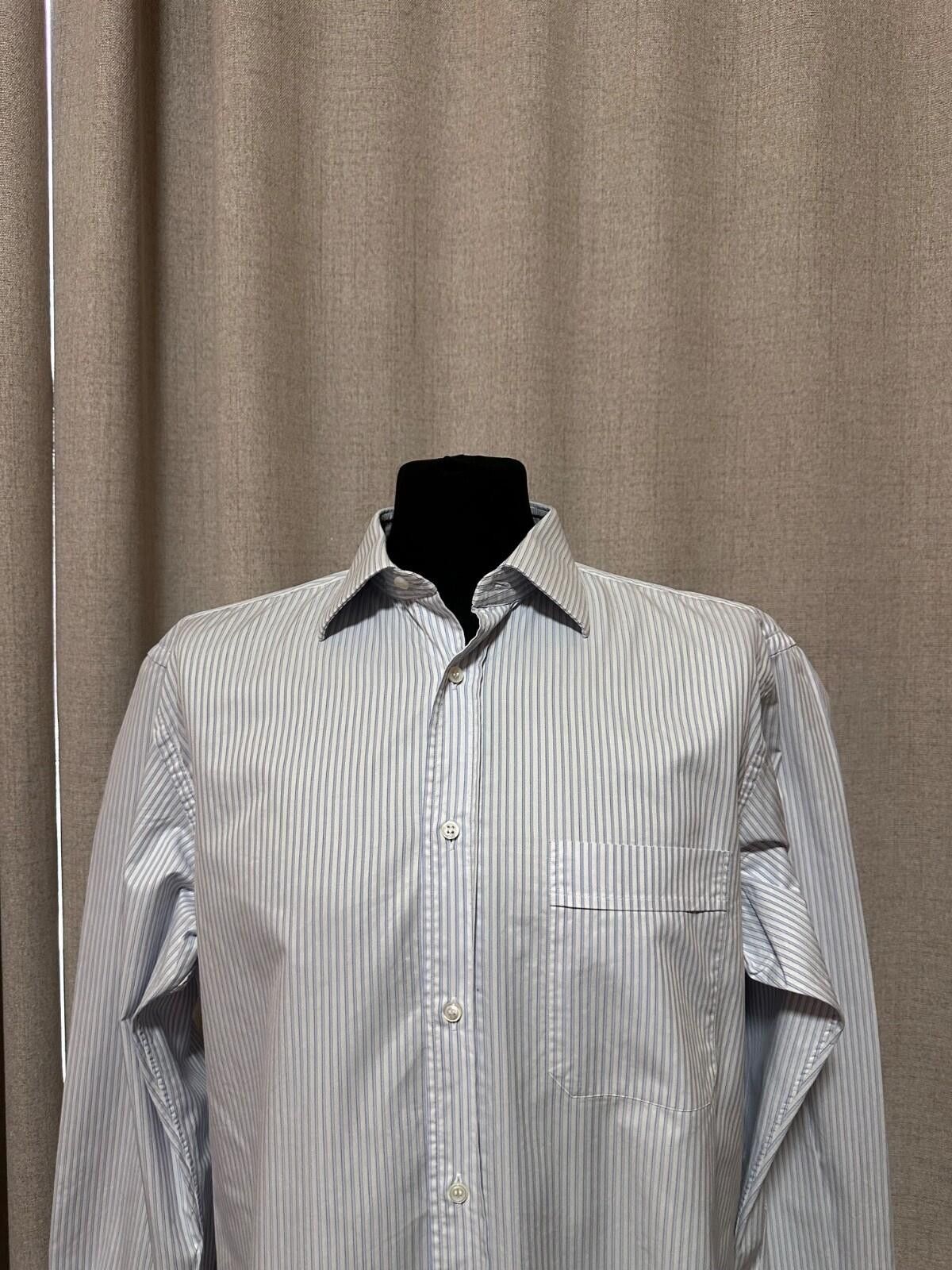 Brioni Brioni Men’s Dress Shirt Blue White Striped Button Italy 16 Size 42R - 2 Thumbnail