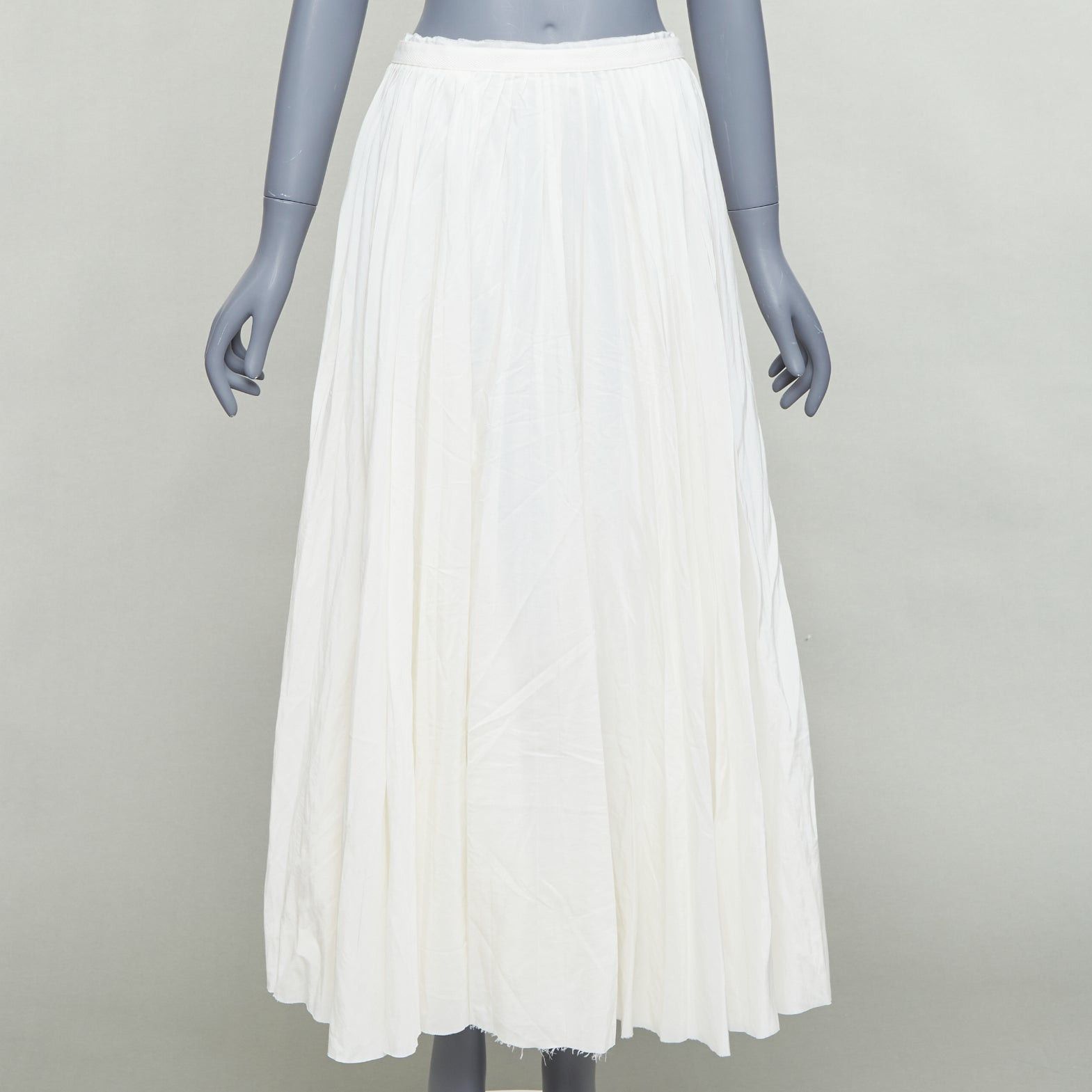 Band Of Outsiders BOY BAND OF OUTSIDER white silk cotton pleated midi skirt US0 XS Size 26" / US 2 / IT 38 - 1 Thumbnail