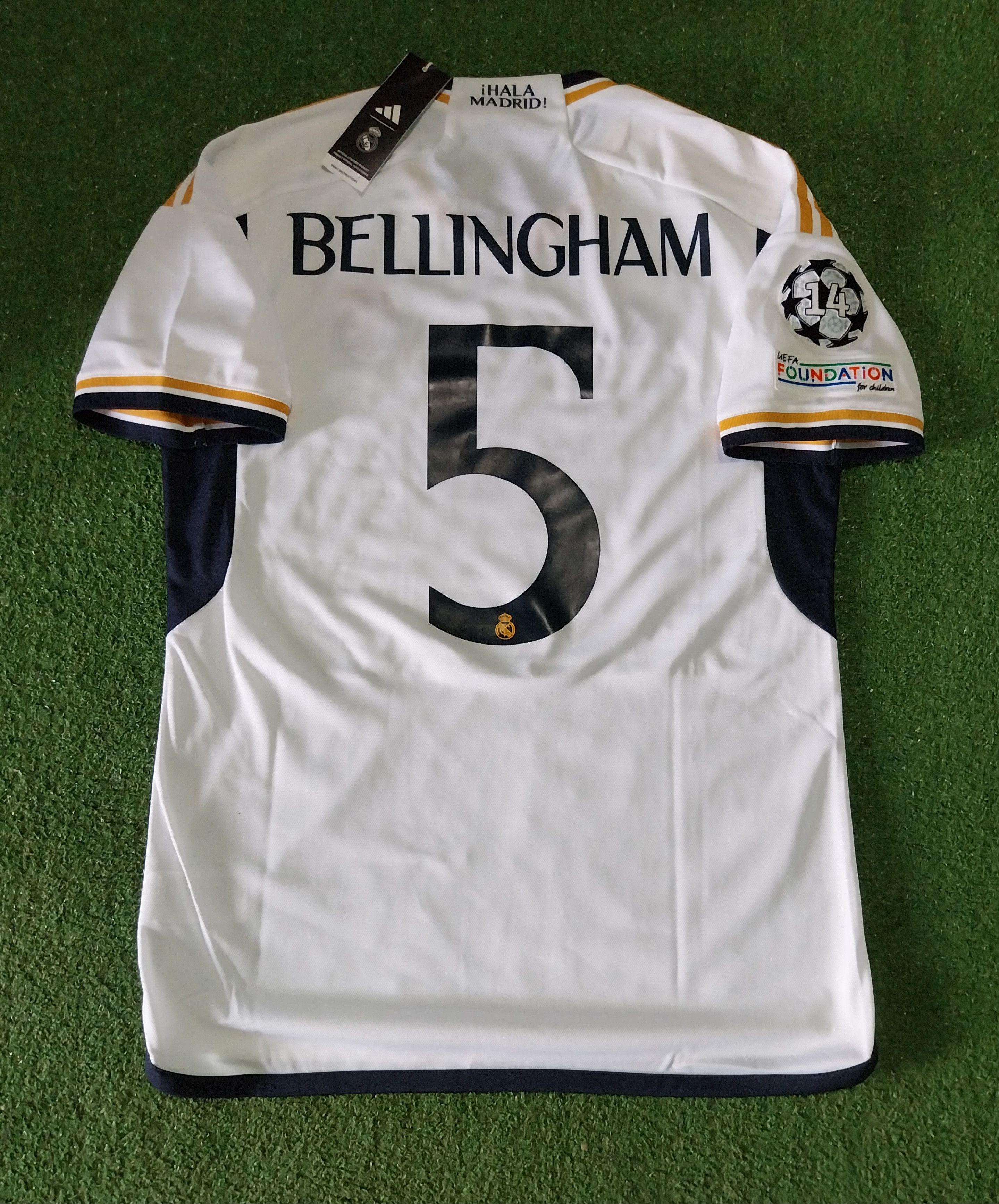 image of Adidas x Soccer Jersey Real Madrid Home 2023/2024 Jude Bellingham Jersey Football in White (Size La