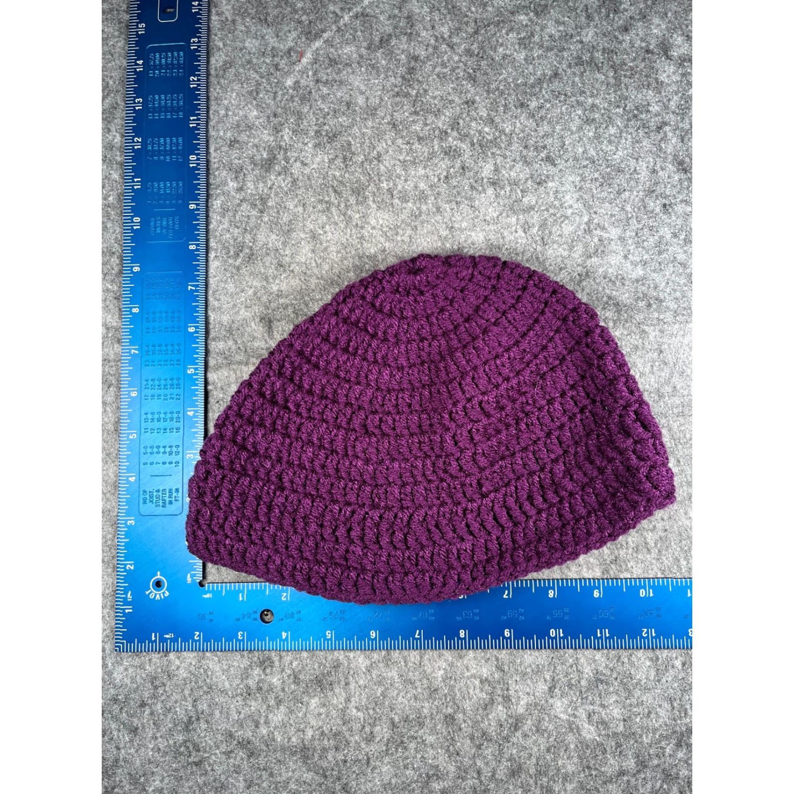 Vintage Handmade Beanie Adult One Size Purple Crochet Knit Breathable Acrylic Toque Outdoor Ski Size ONE SIZE - 3 Thumbnail
