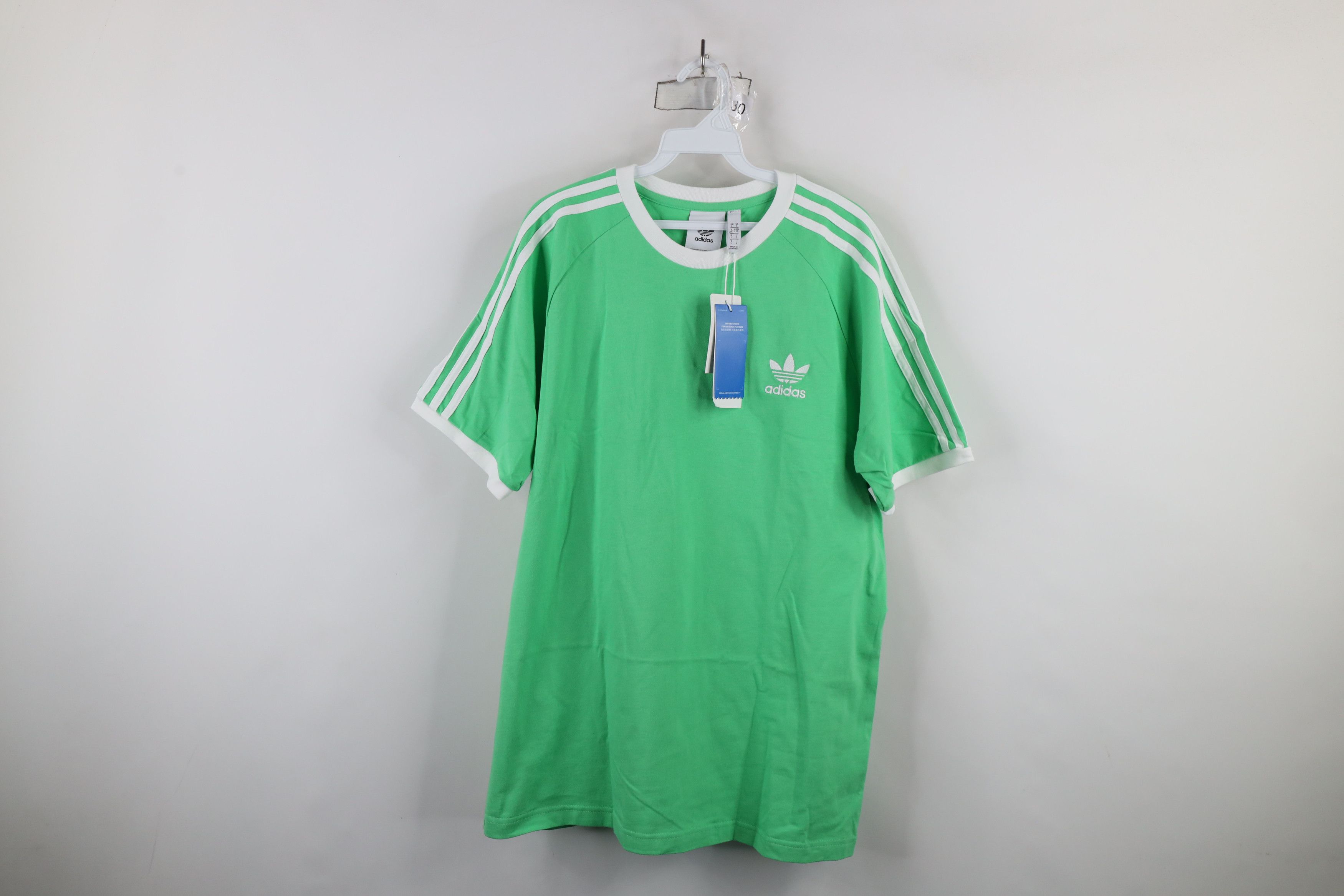 Adidas × Vintage New Adidas Trefoil Striped Short Sleeve Ringer T-Shirt Lime Size US L / EU 52-54 / 3 - 1 Thumbnail