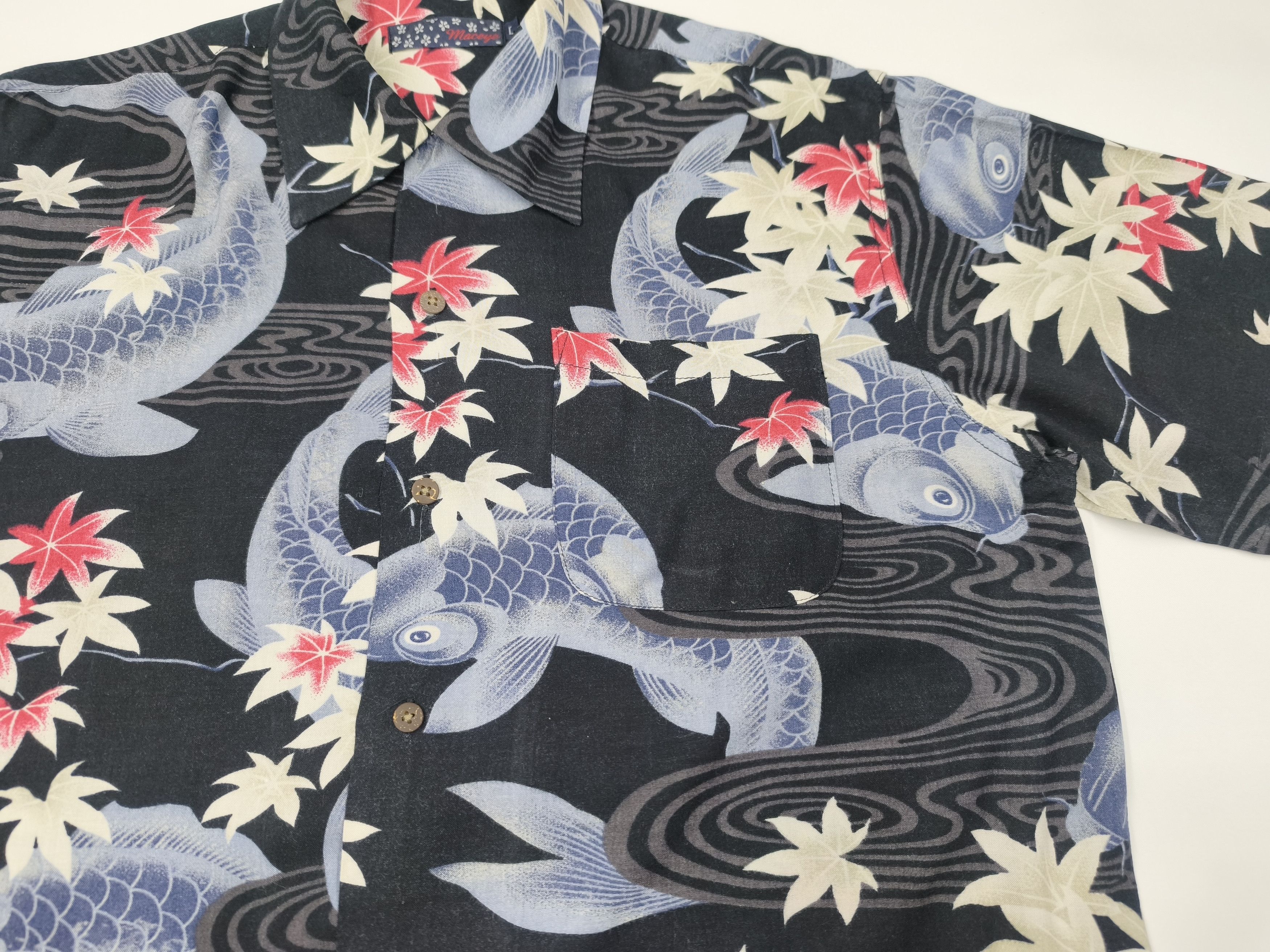 Japanese Brand MACEYE KOI sukajan rayon hawaii shirt over print Size US L / EU 52-54 / 3 - 3 Thumbnail