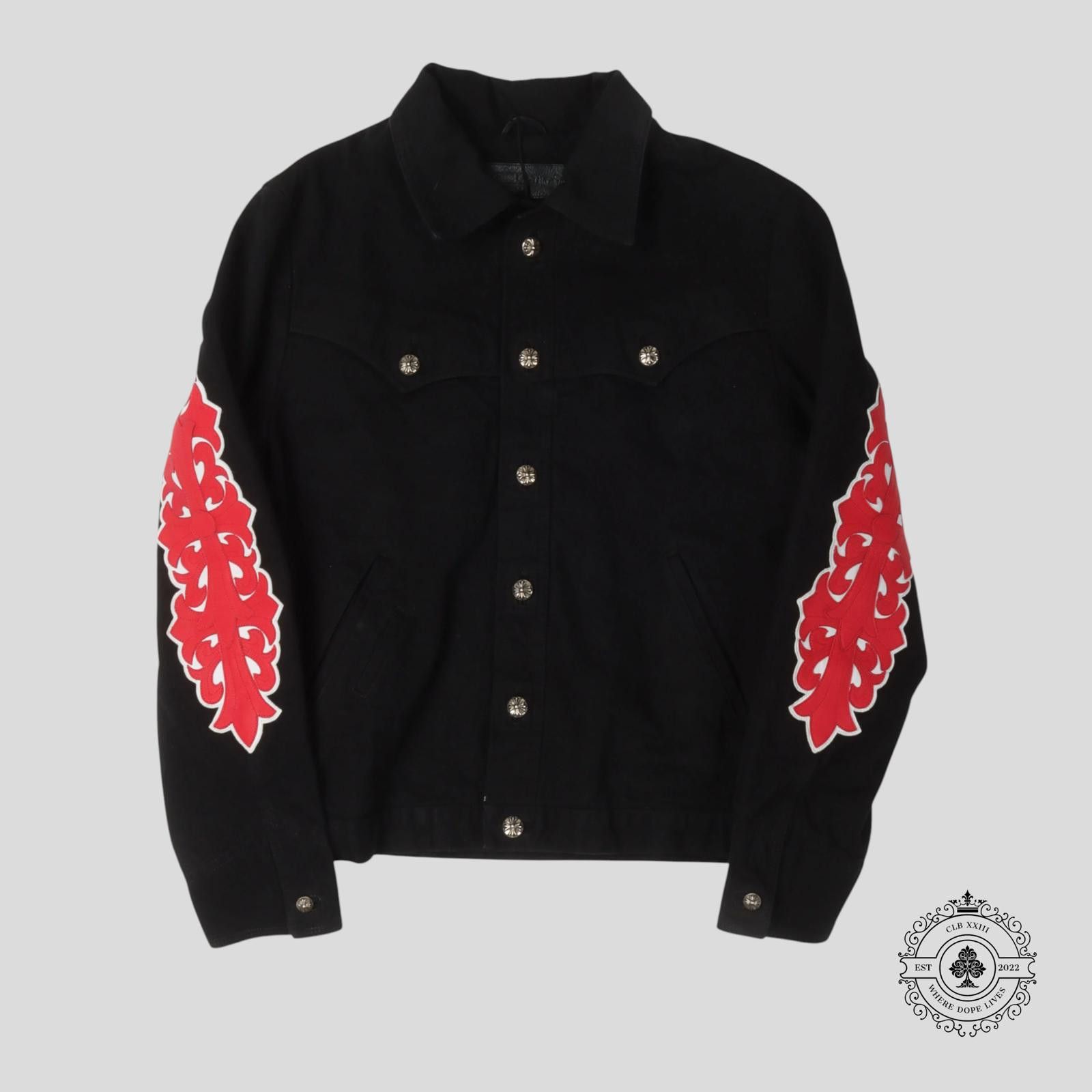 Chrome Hearts Chrome Hearts Floral Patch Denim Jacket in Black Size US XS / EU 42 / 0 - 1 Thumbnail