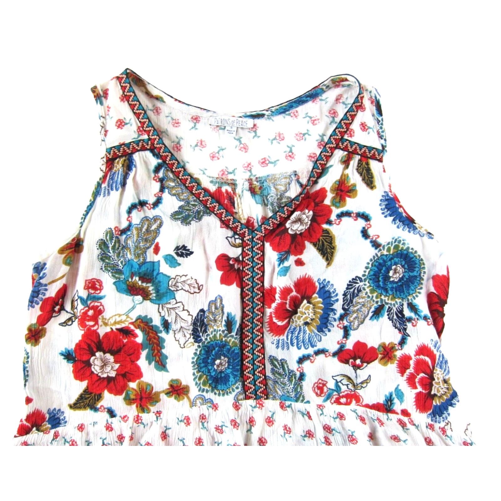 Anthropologie Patrons Of Peace Anthropologie Floral Rayon Red Tunic Tank Blouse S Womens Size S / US 4 / IT 40 - 4 Thumbnail