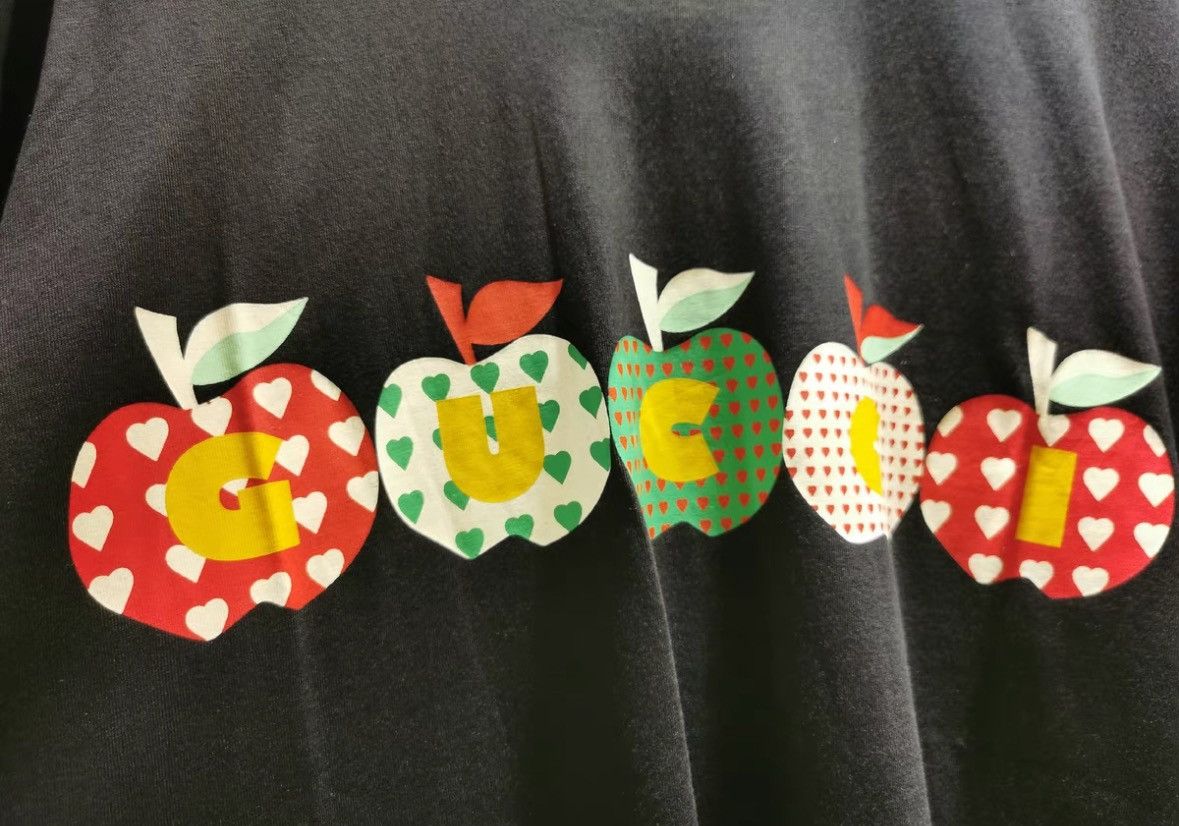 Gucci Gucci Logo letter apple print black cotton short-sleeved T- Size US L / EU 52-54 / 3 - 2 Thumbnail