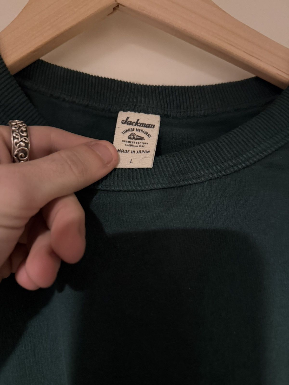 Jackman Jackman Tanabe Meriyasu Green Blank Long Sleeve T Shirt Size US L / EU 52-54 / 3 - 5 Thumbnail