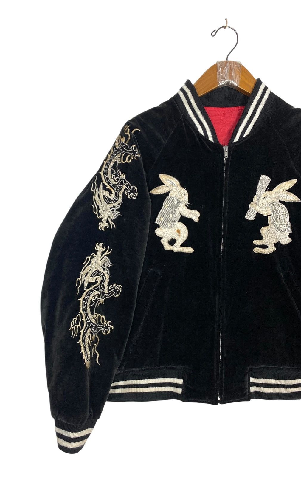 Japanese Brand Rare‼️ Sukajan Dragon Moon Rabbits Embroidery Suede Jacket Size US M / EU 48-50 / 2 - 2 Thumbnail