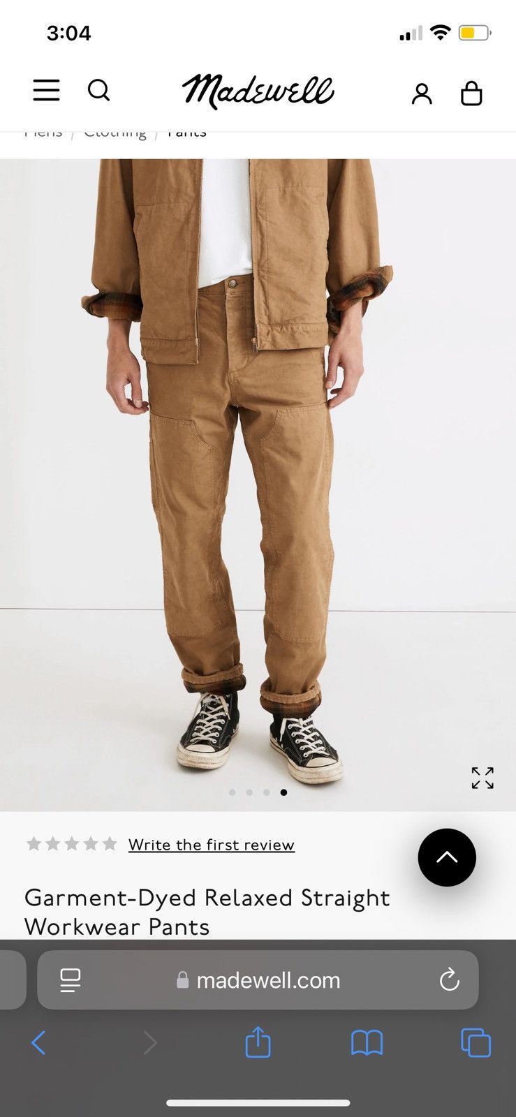 Madewell Garment-Dyed Relaxed Straight Workwear Pants Size US 33 - 1 Thumbnail