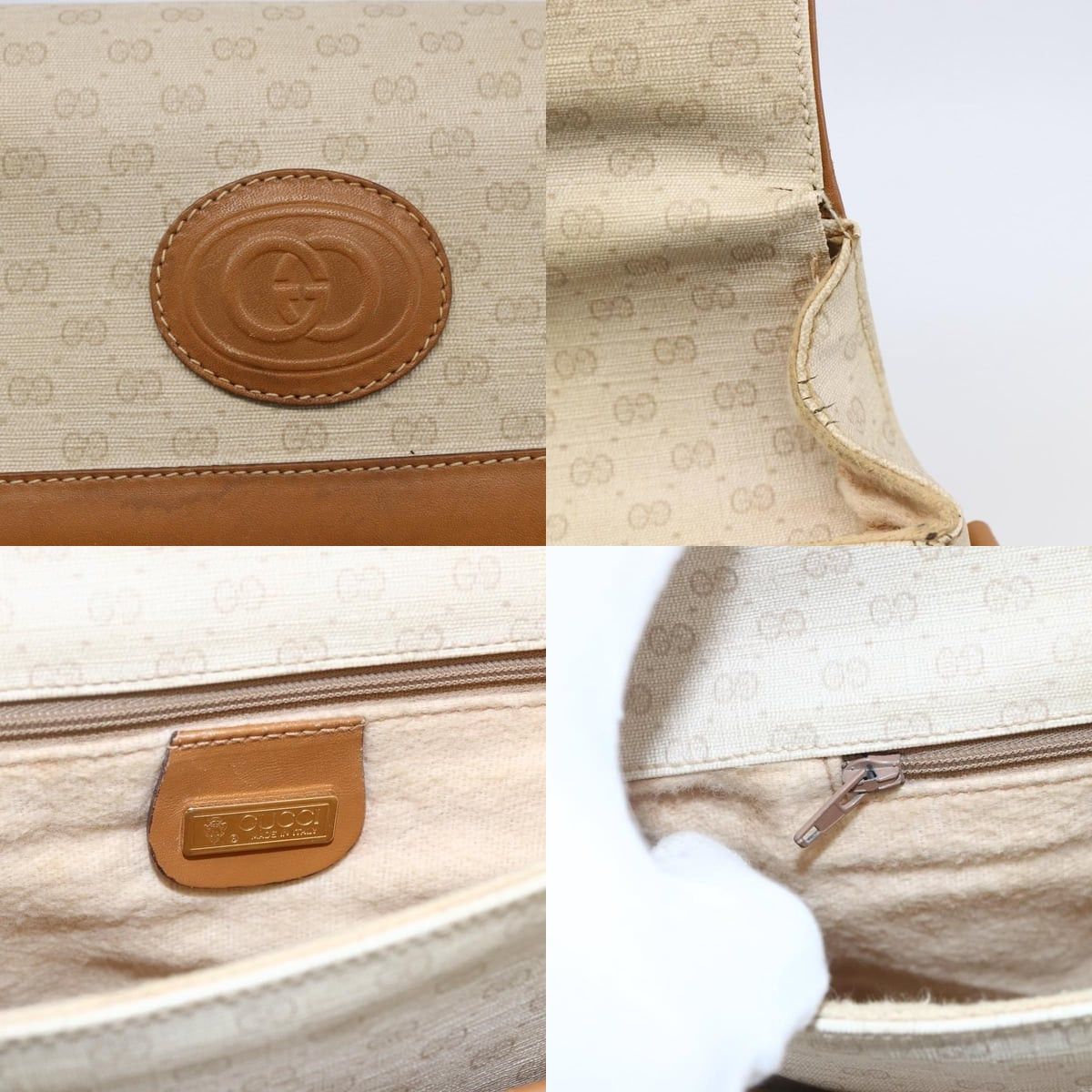Gucci GUCCI Micro GG Supreme Shoulder Bag Pvc White Gold Size ONE SIZE - 11 Thumbnail