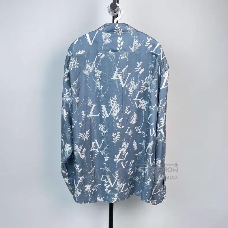 Louis Vuitton Louis Vuitton size 4l Blue wheat-ear silk long-sleeve shirt Size US M / EU 48-50 / 2 - 2 Thumbnail
