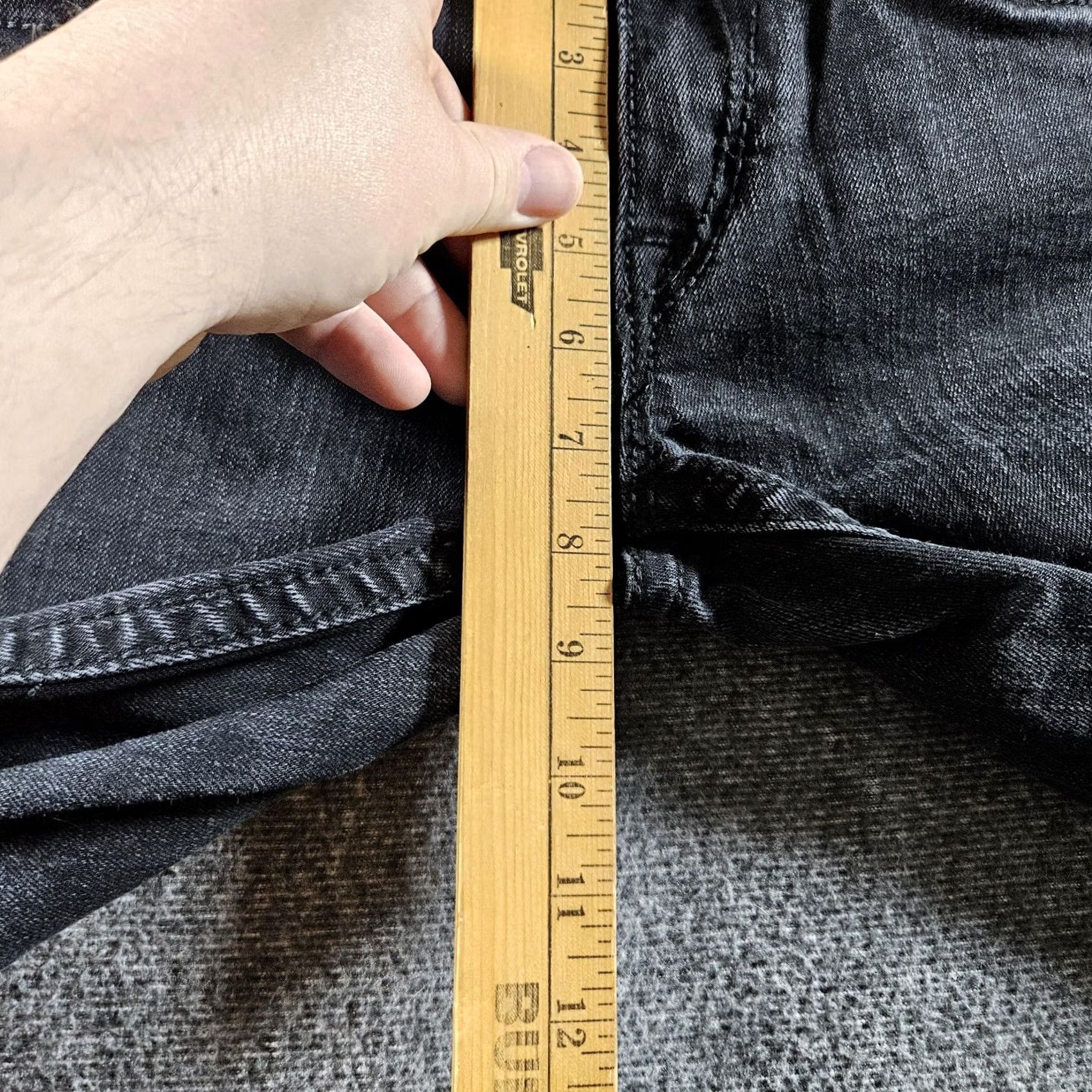 Vintage Rock Revival Jeans Womens 29 Gray Charcoal Denim 29x31 Straight Low Rise Slim 5-Pocket Buttons Embroidered Logo Vintage No Size 29" - 5 Thumbnail