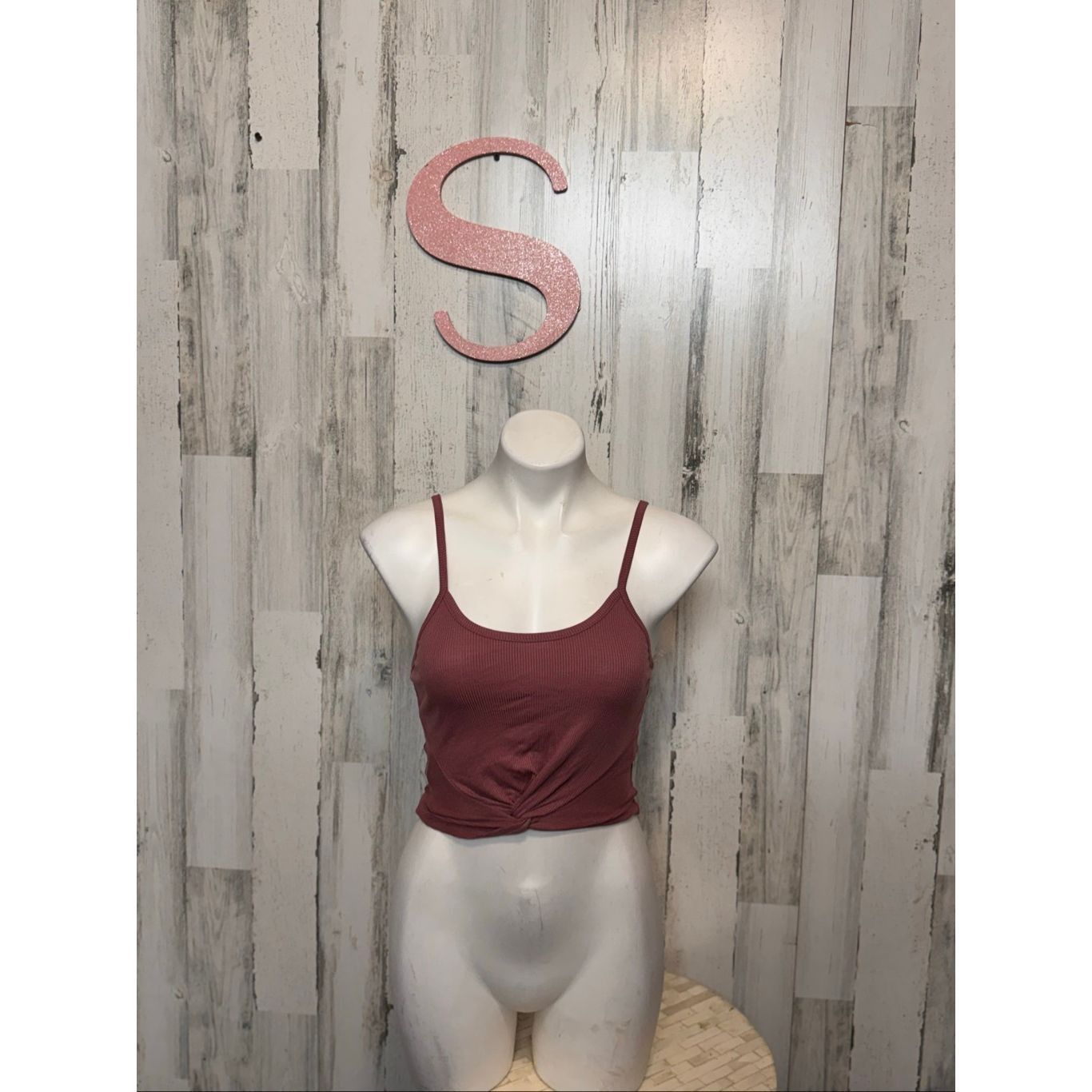 Other Bozzolo Ribbed Twist Front Crop Cami Women’s Small Mauve Pink Adjustable Strap Tank Size S / US 4 / IT 40 - 2 Thumbnail