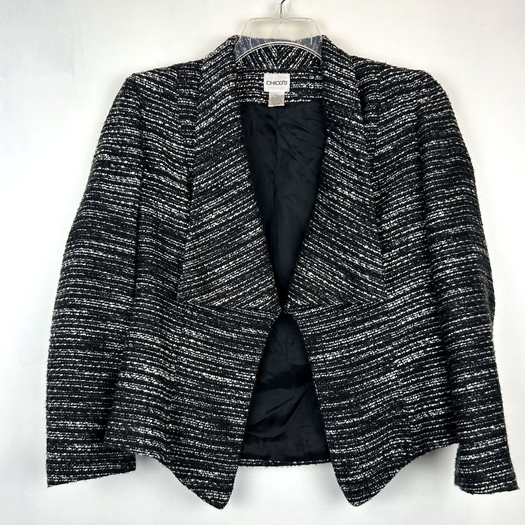 Vintage Chicos Blazer Women Small Open Tweed Black 0 Open Texture Jacket Size S / US 4 / IT 40 - 4 Thumbnail
