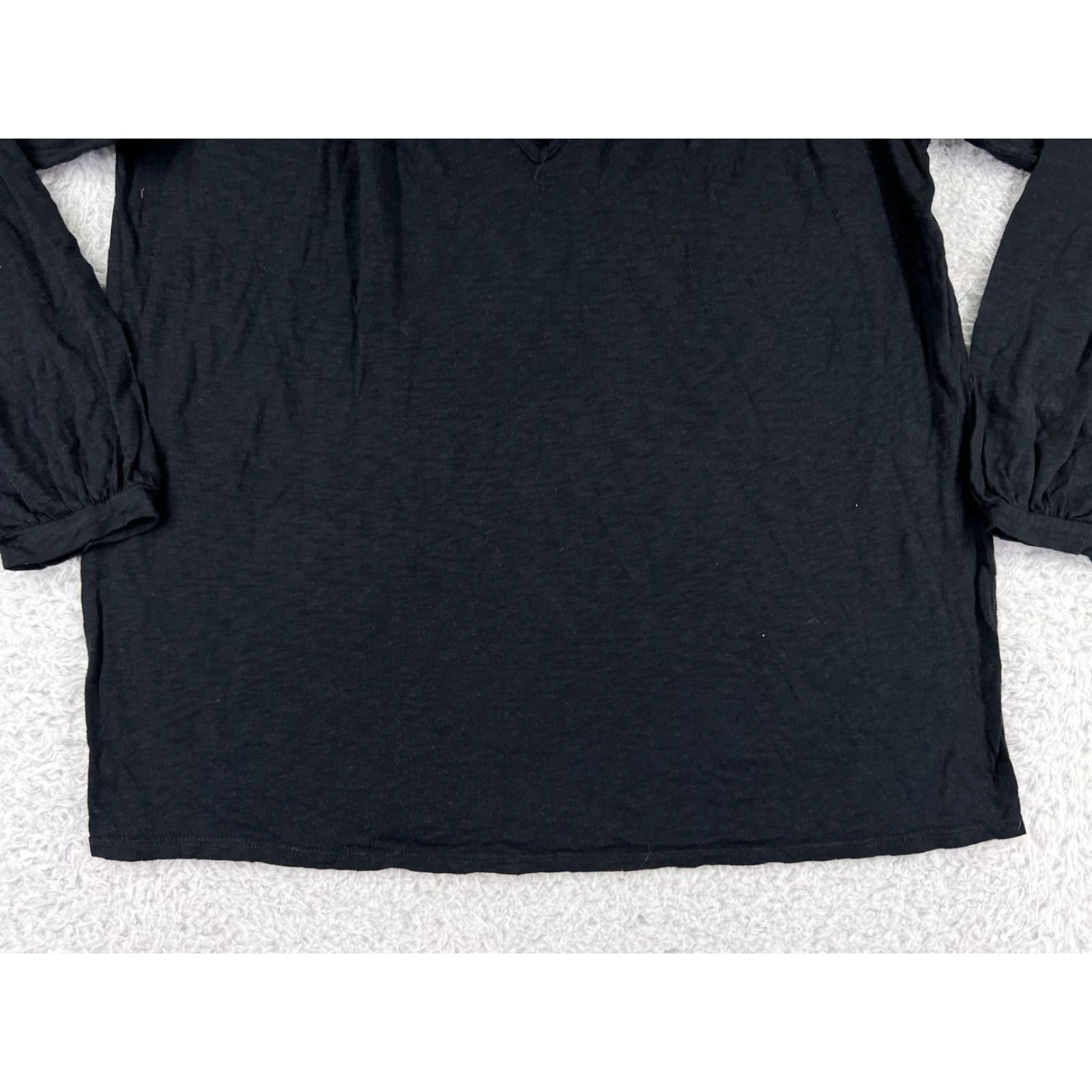Vintage LA Made Shirt Women Small Black Long Sleeve V-Neck Cotton Blend Jersey T-Shirt Casual Womens Size S / US 4 / IT 40 - 5 Thumbnail