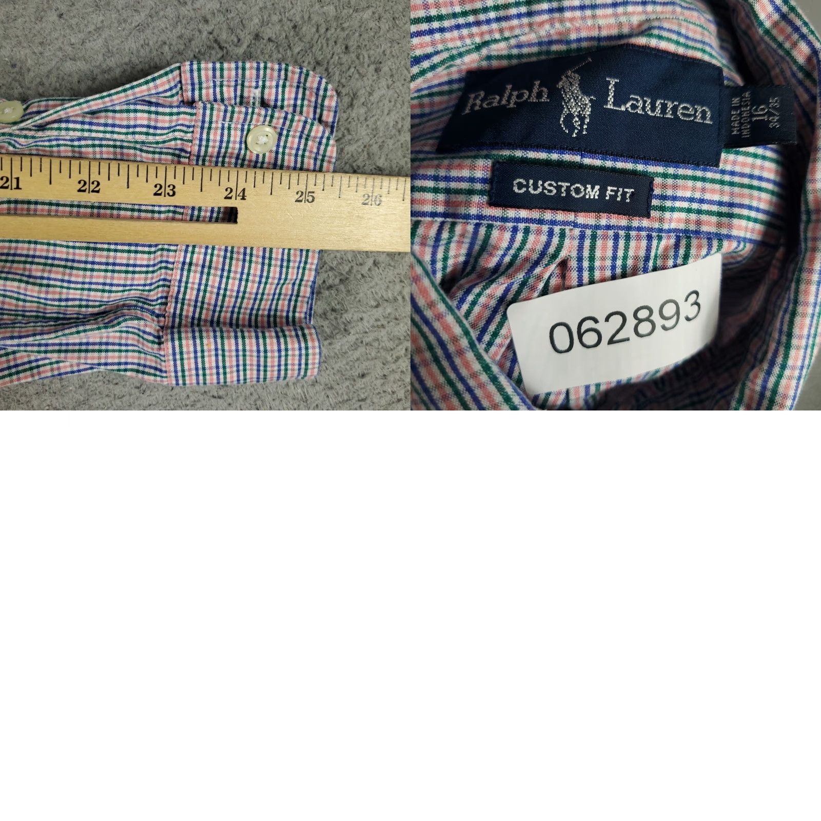 Ralph Lauren VINTAGE Ralph Lauren Dress Shirt Men Size 16 Long Sleeve Plaid Cotton Blue Classic 90s Mens Size 42R - 8 Thumbnail