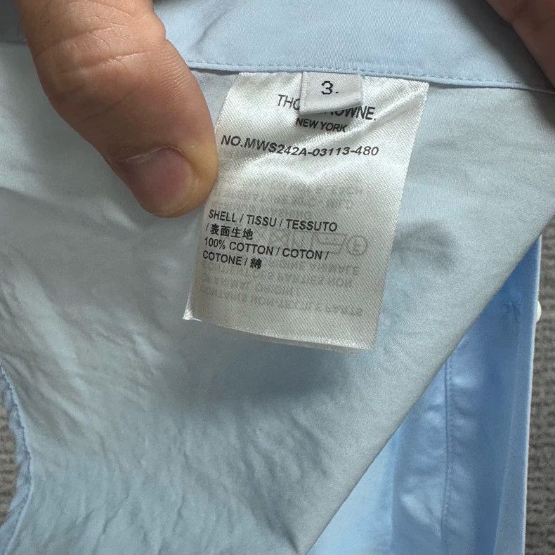 Thom Browne Thom browne Satin three-color striped light blue shirt 2503 Size US L / EU 52-54 / 3 - 3 Thumbnail