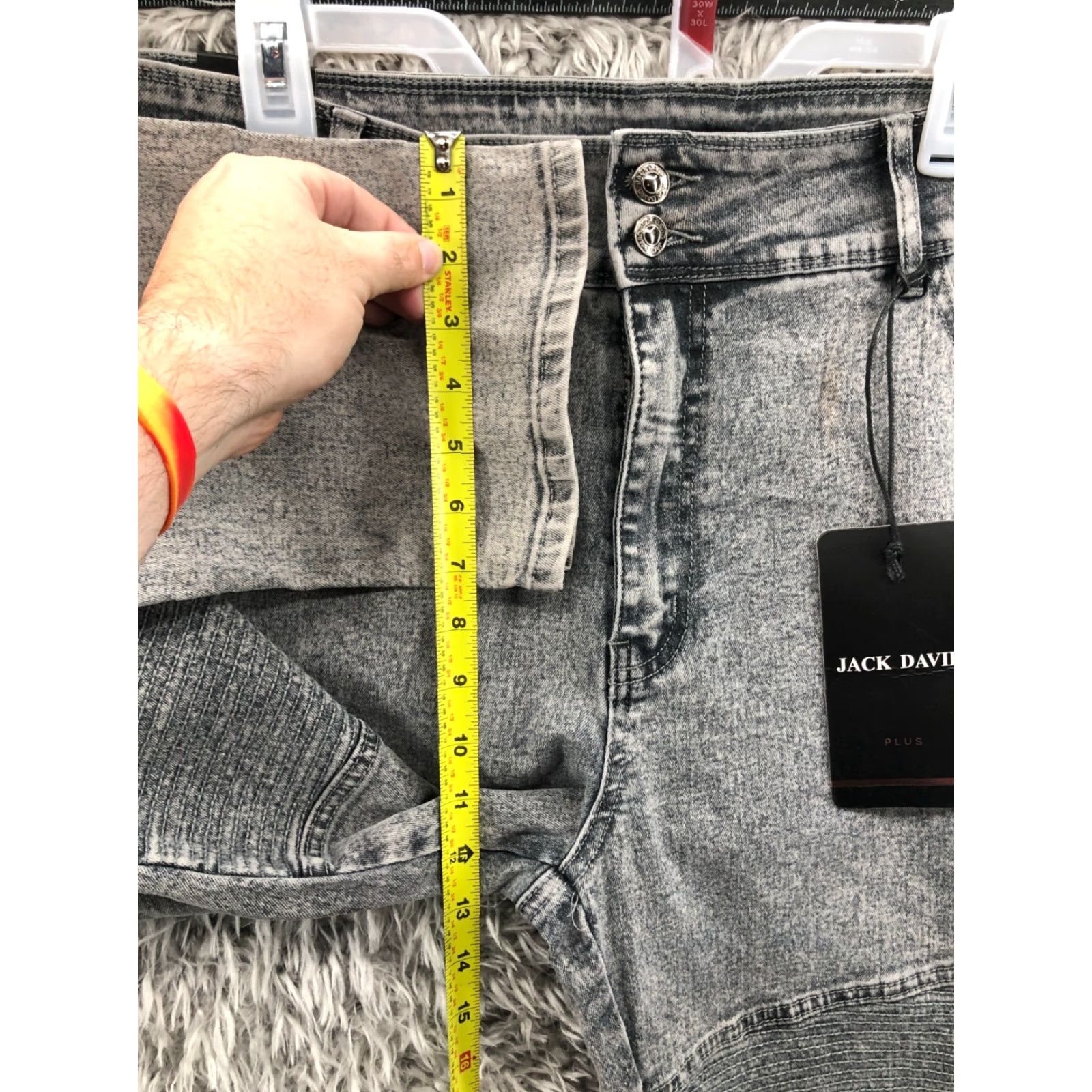 Vintage Jack David Jeans Plus Size 24 Womens High Rise Acid Wash Black Denim Biker Skinny 5-Pocket Size 42" / US 20 - 4 Thumbnail