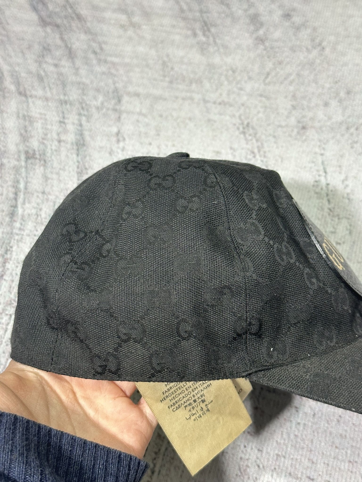 Gucci Gucci Hat GG Monogram Leather Patch Logo Black Size ONE SIZE - 7 Thumbnail