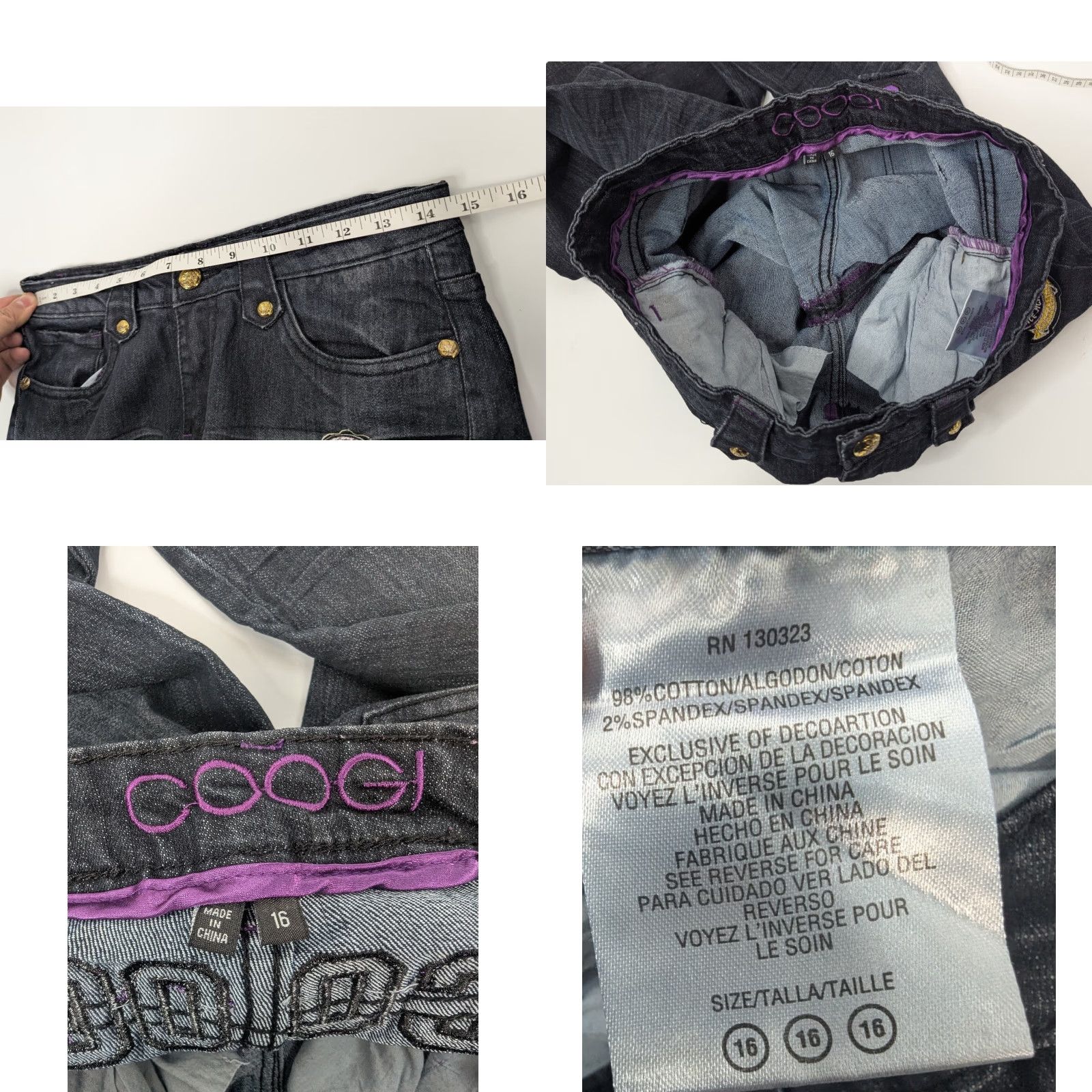 Coogi COOGI Jeans Womens Size 16 Dark Denim Embroidered Logo Pockets Y2K 90s Hip Hop Floral Straight Regular Blue Cotton Denim Size 38" / US 16 / IT 52 - 8 Thumbnail