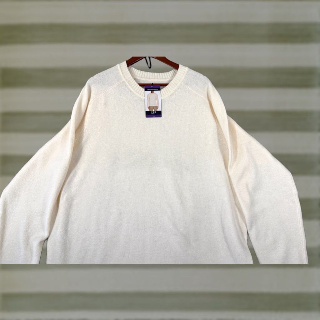 Gap VINTAGE? Gap Pullover Crew Neck Sweater Mens 2XL Ivory Wool Blend Raglan Sleeve NWT Size US XXL / EU 58 / 5 - 1 Thumbnail