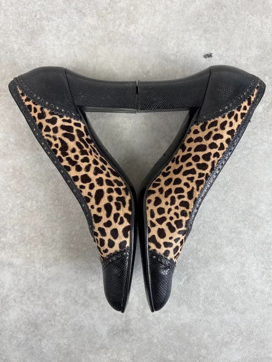 Vintage 1990s Gianni Versace Teal Leopard Pony Hair Pumps Heels Size US 8 / IT 38 - 4 Thumbnail
