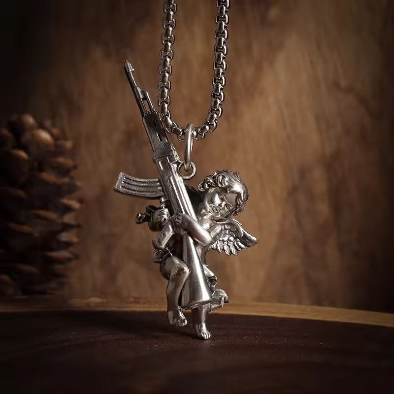 Jewelry Cupid Ak 47 Pendant Necklace Size ONE SIZE - 4 Thumbnail