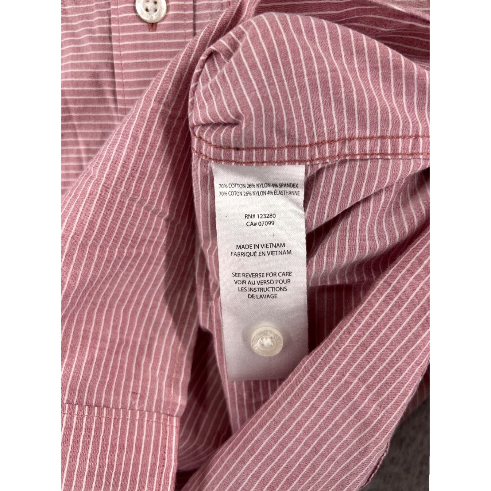 TravisMathew Travis Mathew Shirt Mens M Red White Striped Button-Up Golf Pocket Lightweight Casual Short Sleeve Shirt - Men’s Medium Red Stripe Golf Shirt Size US M / EU 48-50 / 2 - 4 Thumbnail
