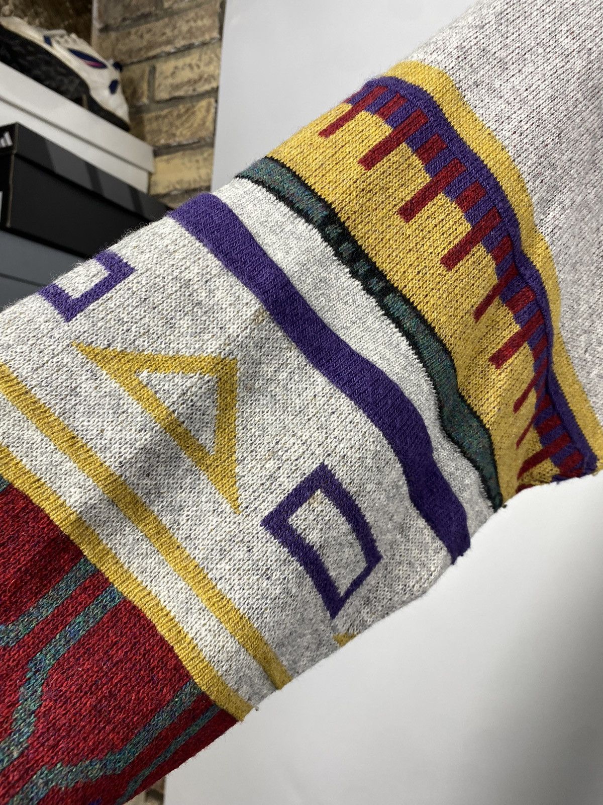 Adidas × Vintage Adidas vintage patterned knitted sweater 90s jumper Size US L / EU 52-54 / 3 - 6 Thumbnail