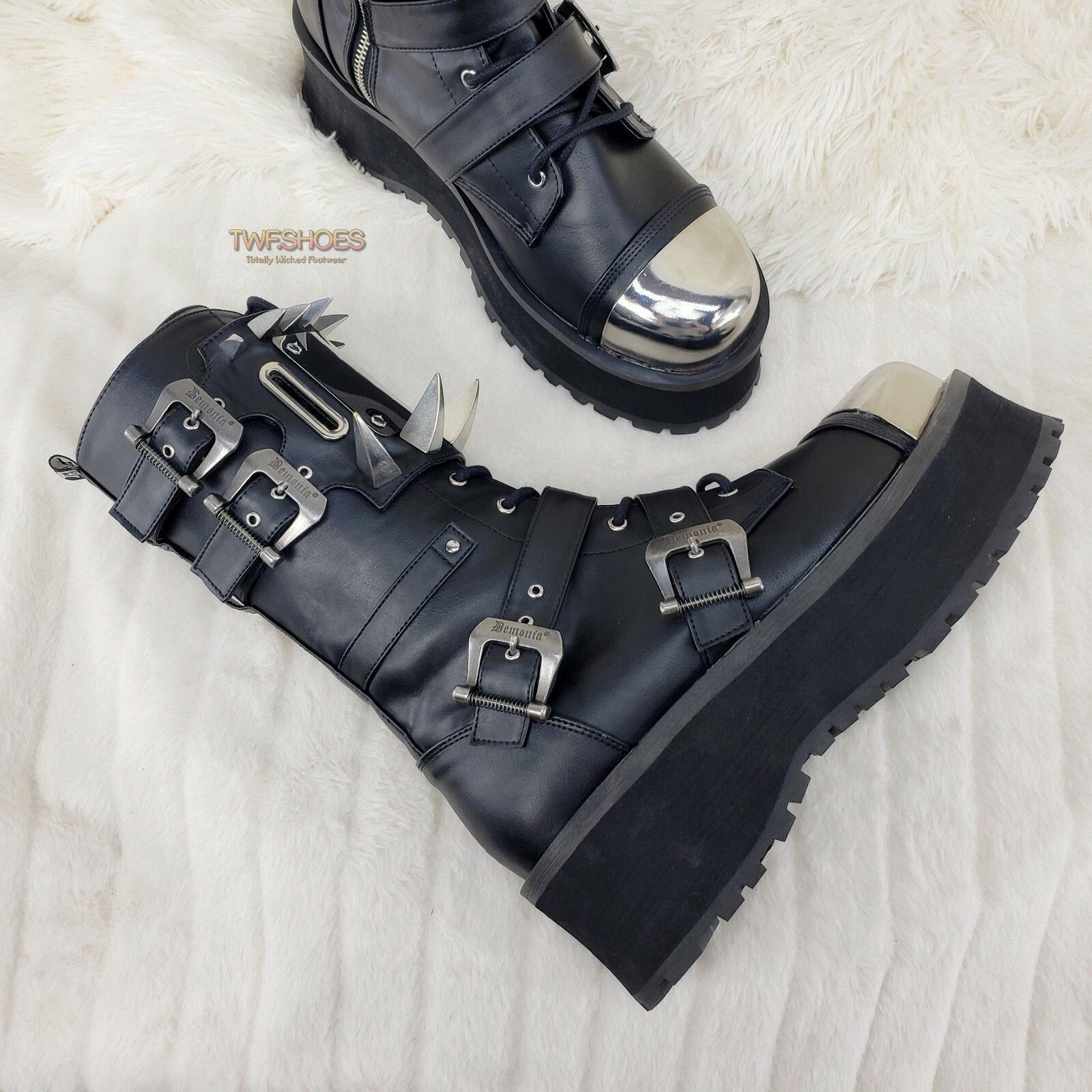 Other GraveDigger 250 Claw Spike Black Lace Up Boots Mid Calf Men Size US 12 / EU 45 - 5 Thumbnail