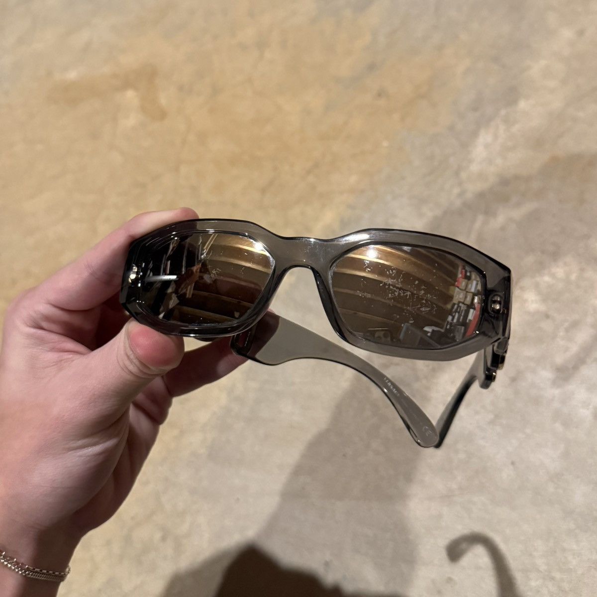 Versace Versace Medusa Logo Biggie Translucent Sunglasses Grey Size ONE SIZE - 6 Thumbnail