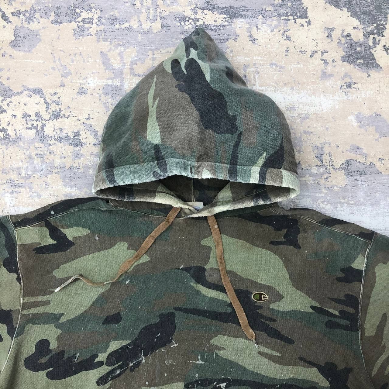 Champion × Vintage Y477 VTG RIPPED PAINTER CAMOUFLAGE CHAMPION HOODIE Size US XL / EU 56 / 4 - 4 Thumbnail