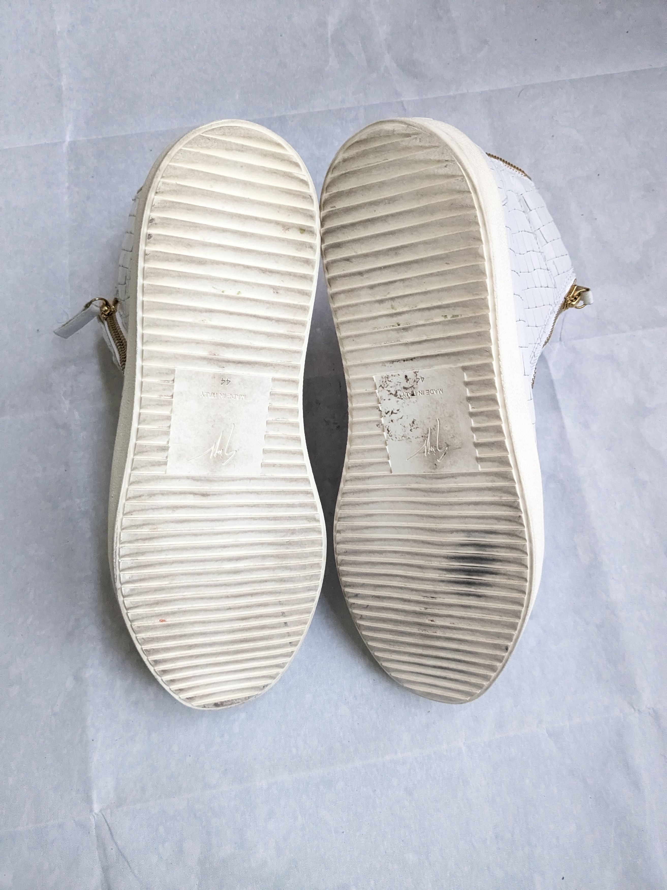Giuseppe Zanotti Giuseppe Zanotti Sneakers White Gold 11 44 High Tops Leather Size US 11 / EU 44 - 16 Thumbnail