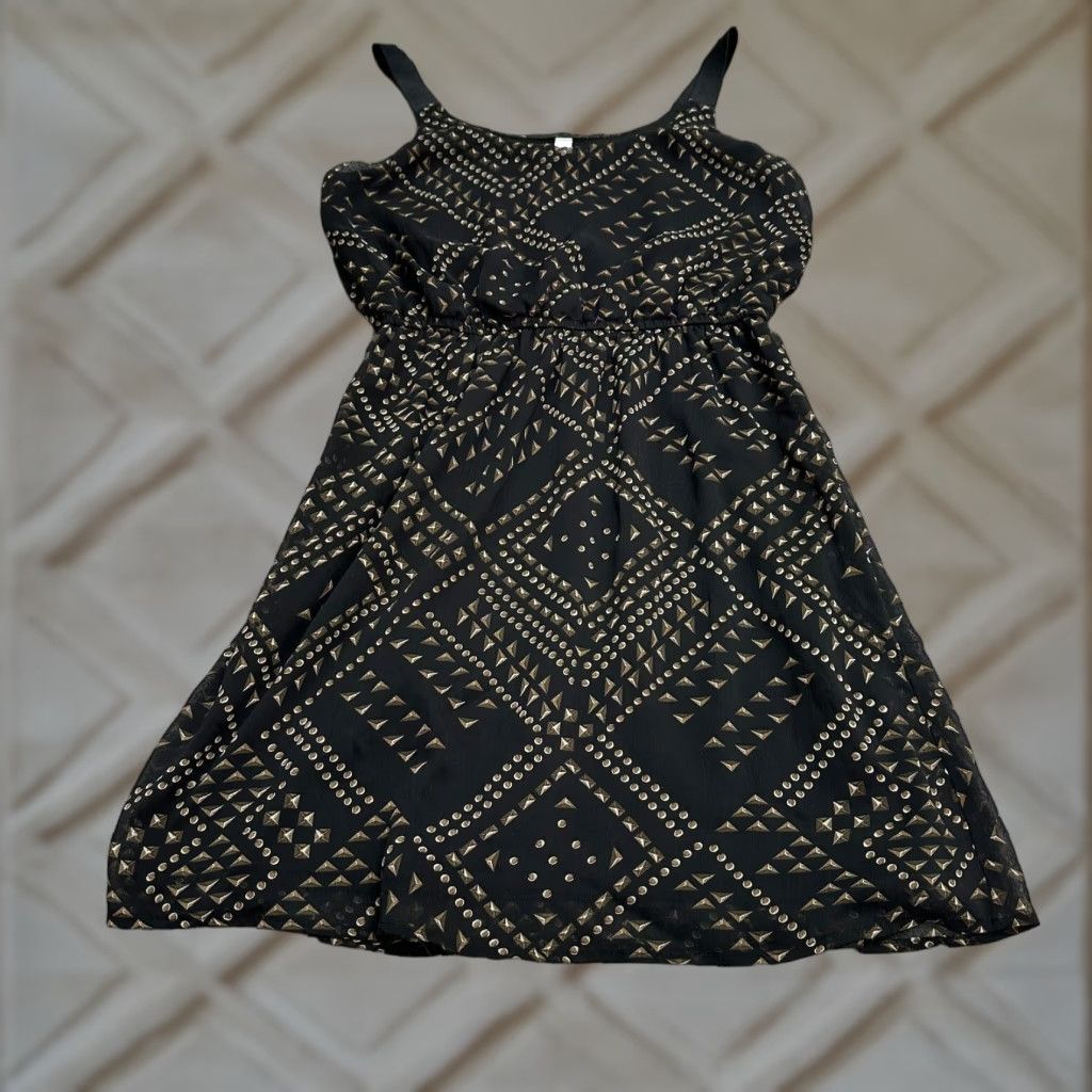 Vintage Xhilaration Dress A-Line Midi Womens Medium Black Geometric Sleeveless Casual Size M / US 6-8 / IT 42-44 - 1 Thumbnail