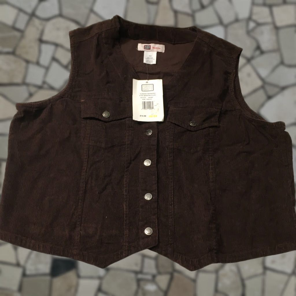 Faded Glory VINTAGE Corduroy Vest 22/24 Button Front Boho Romantic Y2K 90s brown Shirt Womens Size 3XL / US 20-22 - 1 Thumbnail