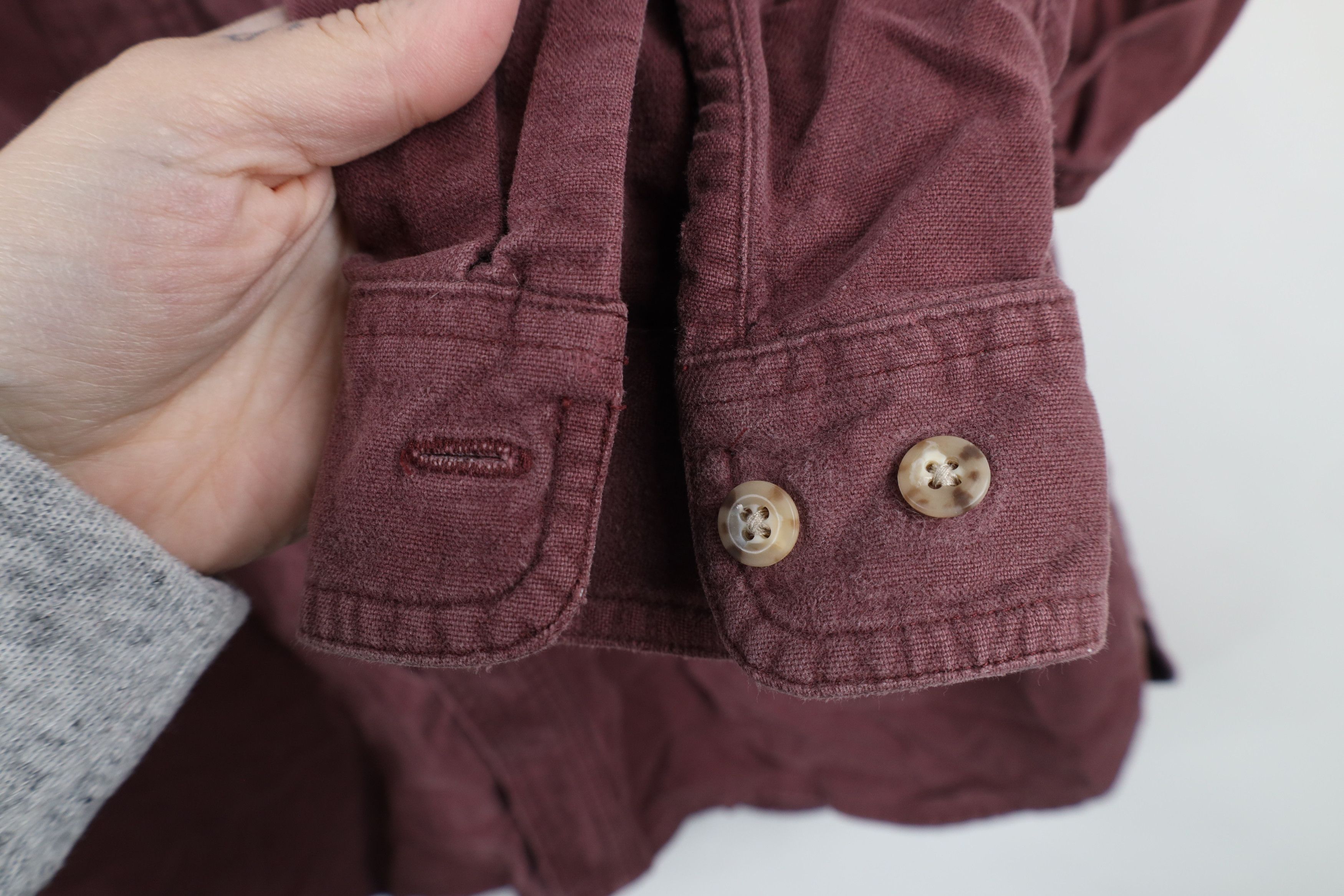 Eddie Bauer × Vintage Vintage 90s Eddie Bauer Chamois Cloth Button Shirt Burgundy Size US M / EU 48-50 / 2 - 6 Thumbnail