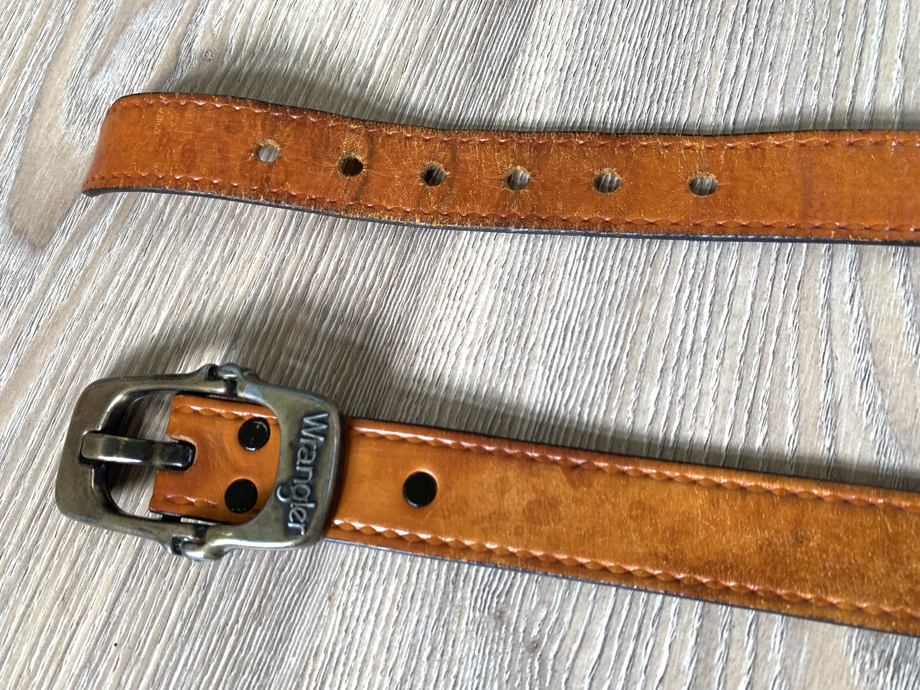 Vintage × Wrangler Wrangler Vintage Brown Leather Belt Size ONE SIZE - 5 Thumbnail