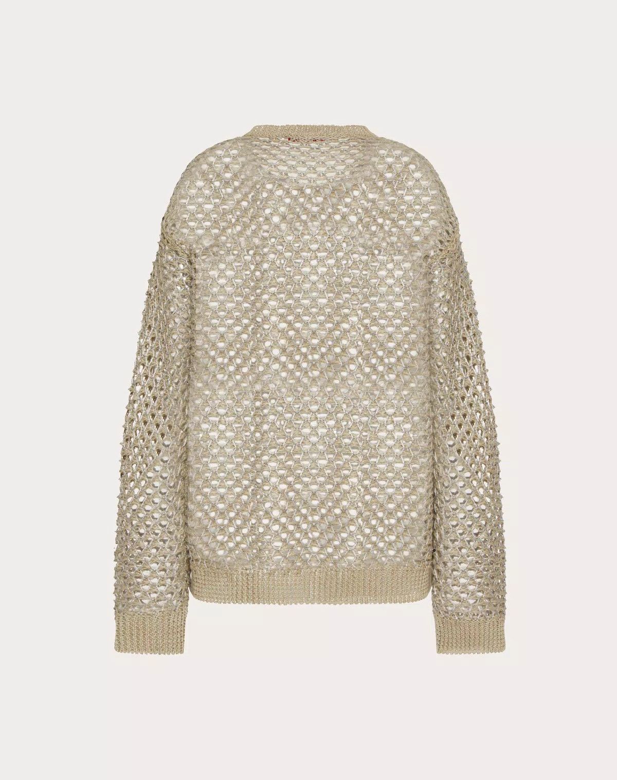 Valentino o1s1wg110525 Linen And Sequins Mesh Pullover in Ecru/Silver Size S / US 4 / IT 40 - 2 Thumbnail