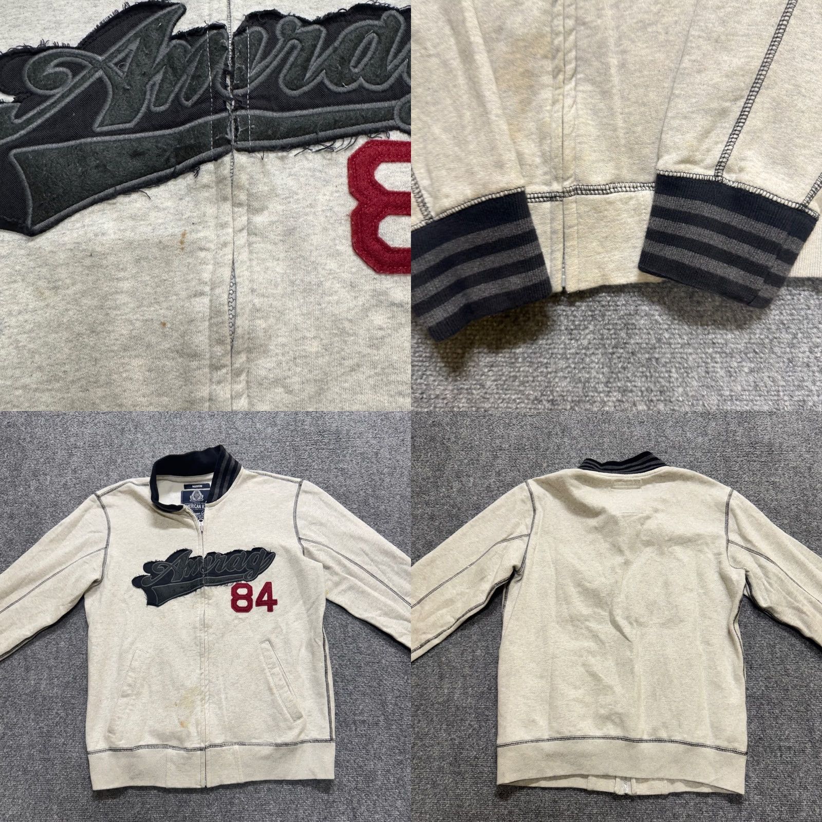Vintage VINTAGE American Rag Jacket Mens Medium Full Zip Cotton Blend Striped White Stained Distressed Flaws Size US M / EU 48-50 / 2 - 8 Thumbnail