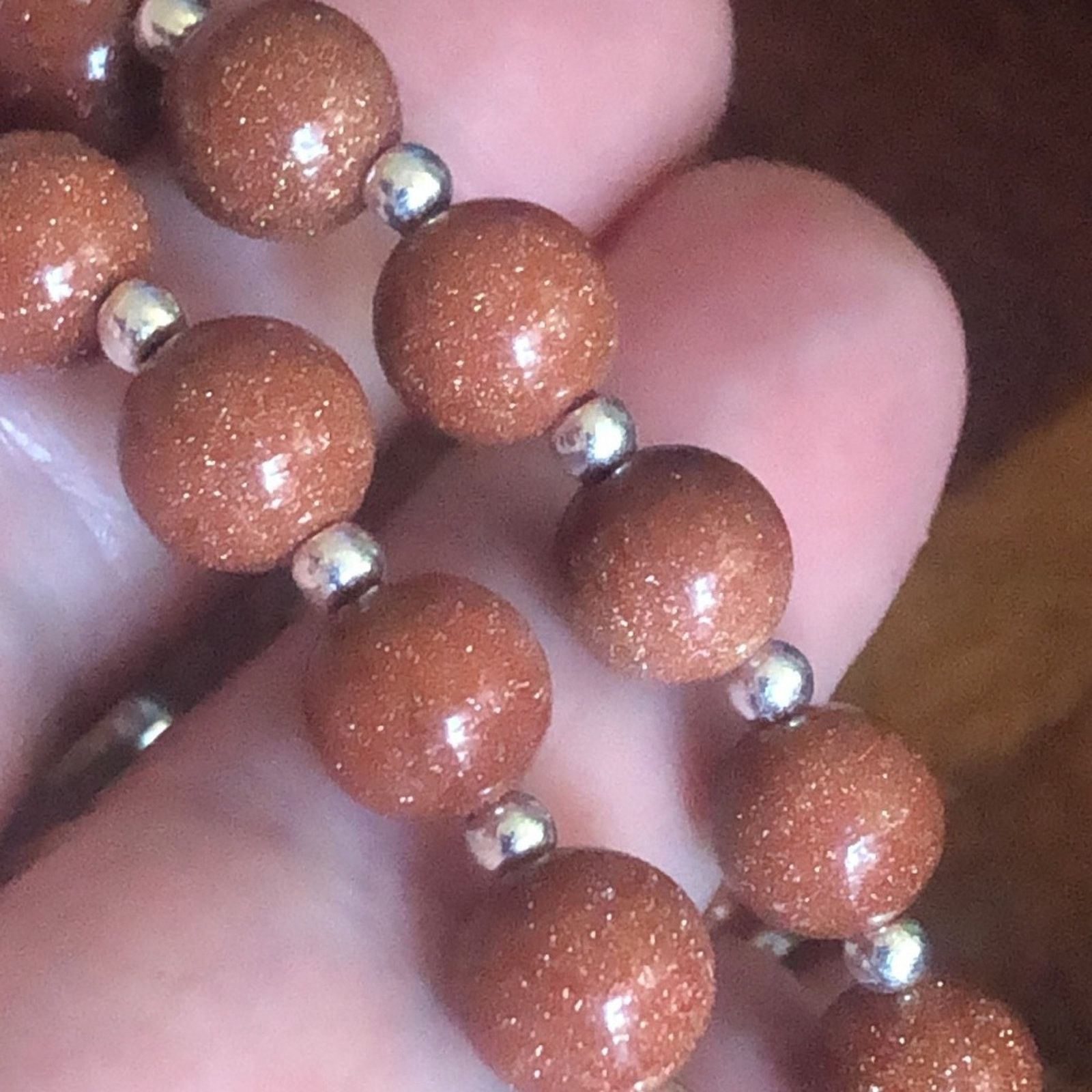 Handmade Handcrafted large marble medallion goldstone bead necklac Size ONE SIZE - 3 Thumbnail