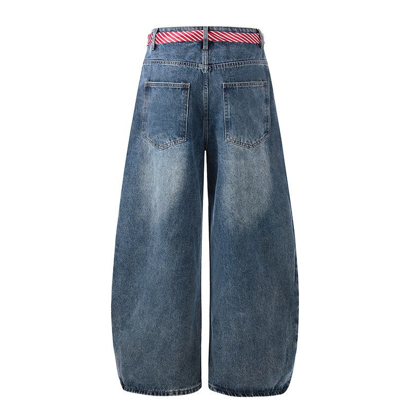 Vintage Men's American Retro Loose-Fit Wide-Leg Lace-Up Jeans Size US 32 / EU 48 - 2 Thumbnail
