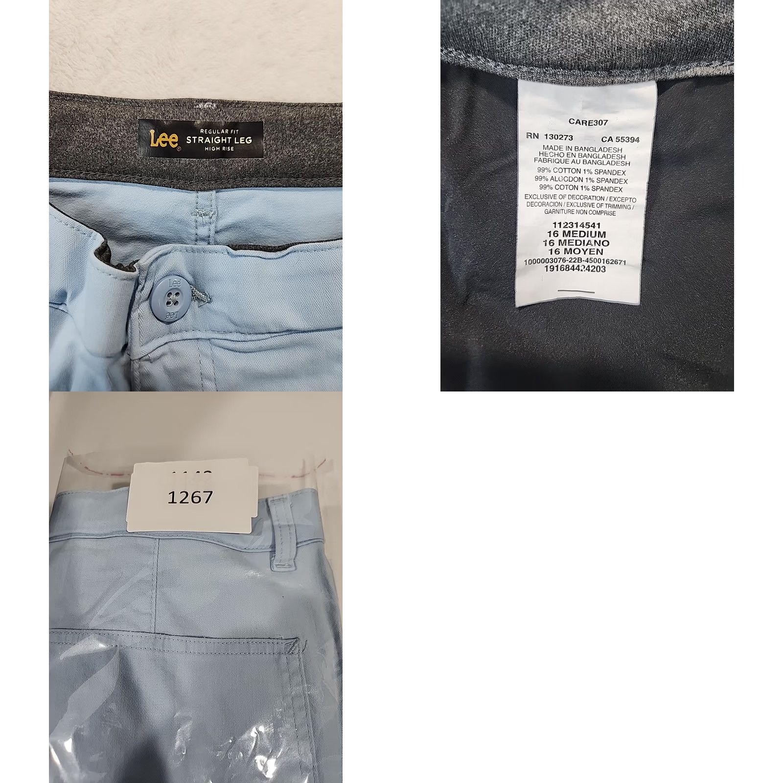 Lee Lee Chino Pants Womens 16 Regular Light Blue High Rise Straight Leg Size 38" / US 16 / IT 52 - 9 Thumbnail