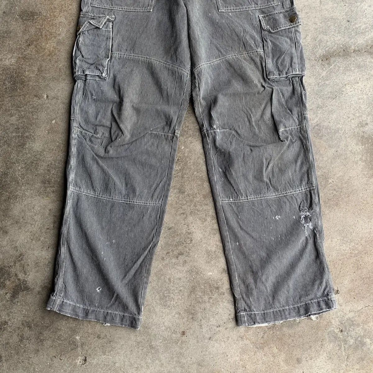 Dogtown × Japanese Brand × OVER THE STRiPES DISTRESSED! JAPANESE Hickory Work Wear Double Knee Pants Size US 34 / EU 50 - 3 Thumbnail