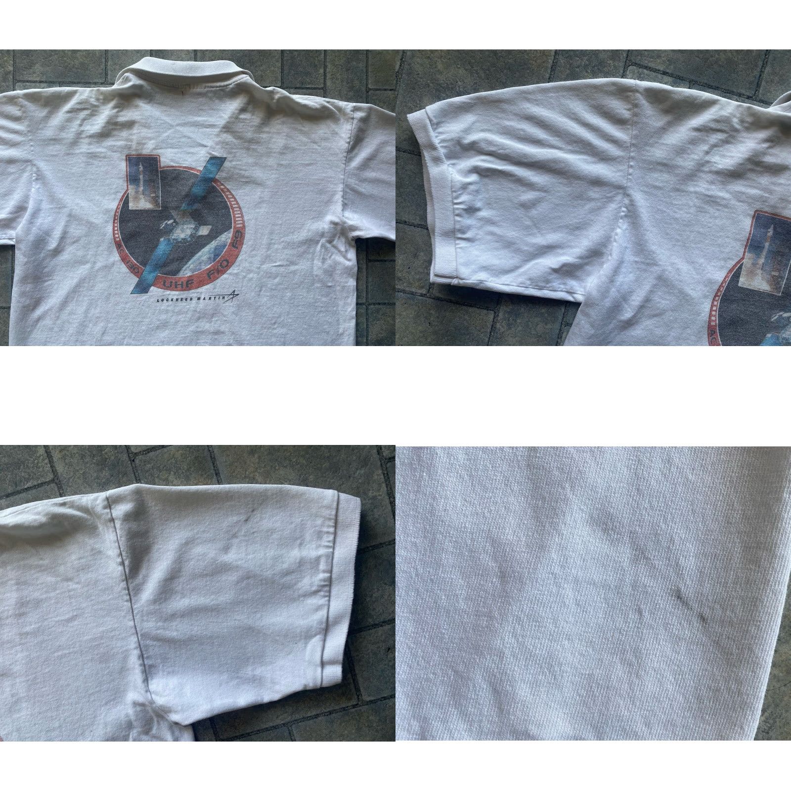 Vintage VINTAGE Cotton Deluxe Polo Shirt Men XL White Space Military Navy AC UHF F/O F9 Rock? Size US XL / EU 56 / 4 - 10 Thumbnail