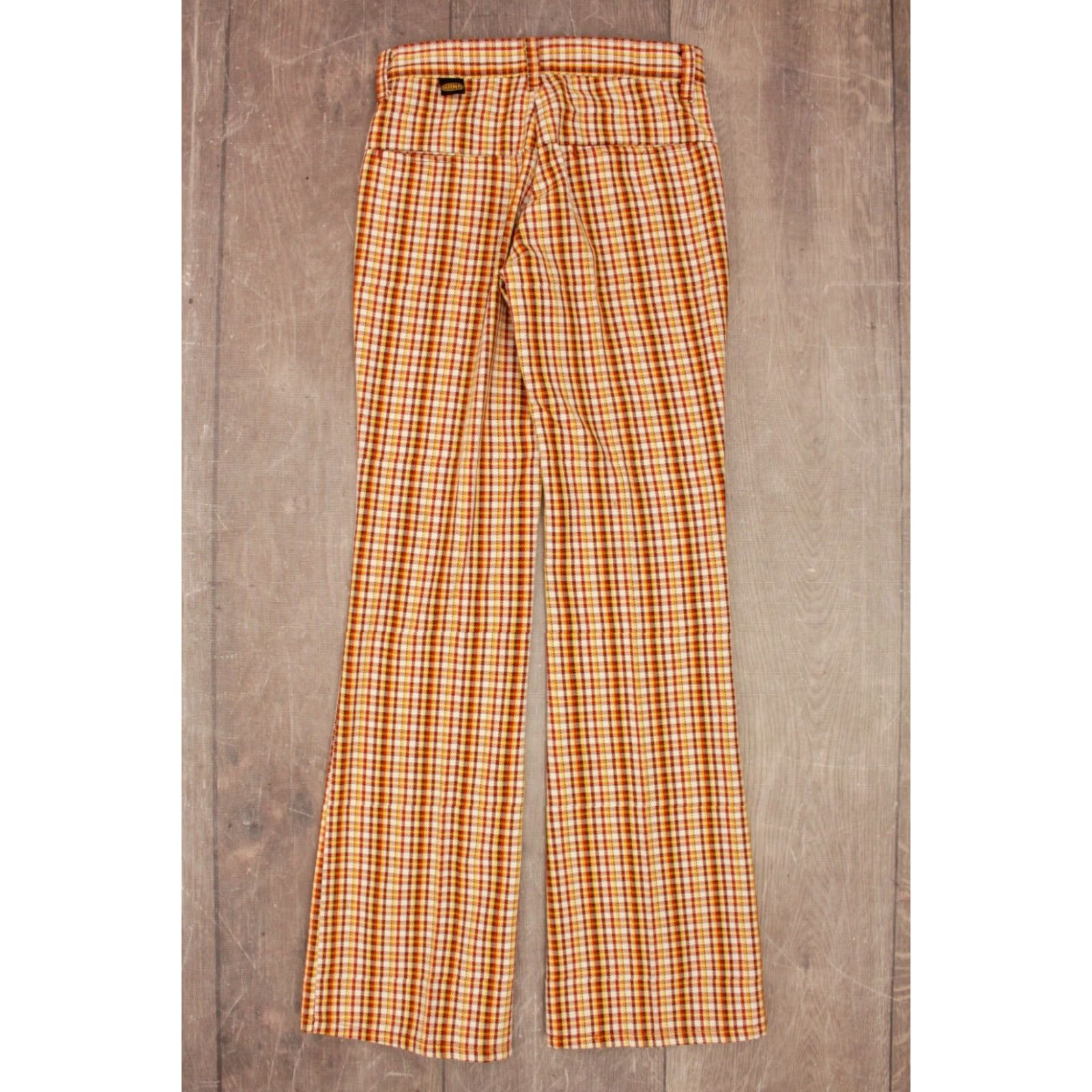 Vintage VINTAGE Men's VTG 1960s Orange & Red Plaid Boot Cut Pants Sz 28x32.5 60s Flared Trousers Size US 28 / EU 44 - 3 Thumbnail