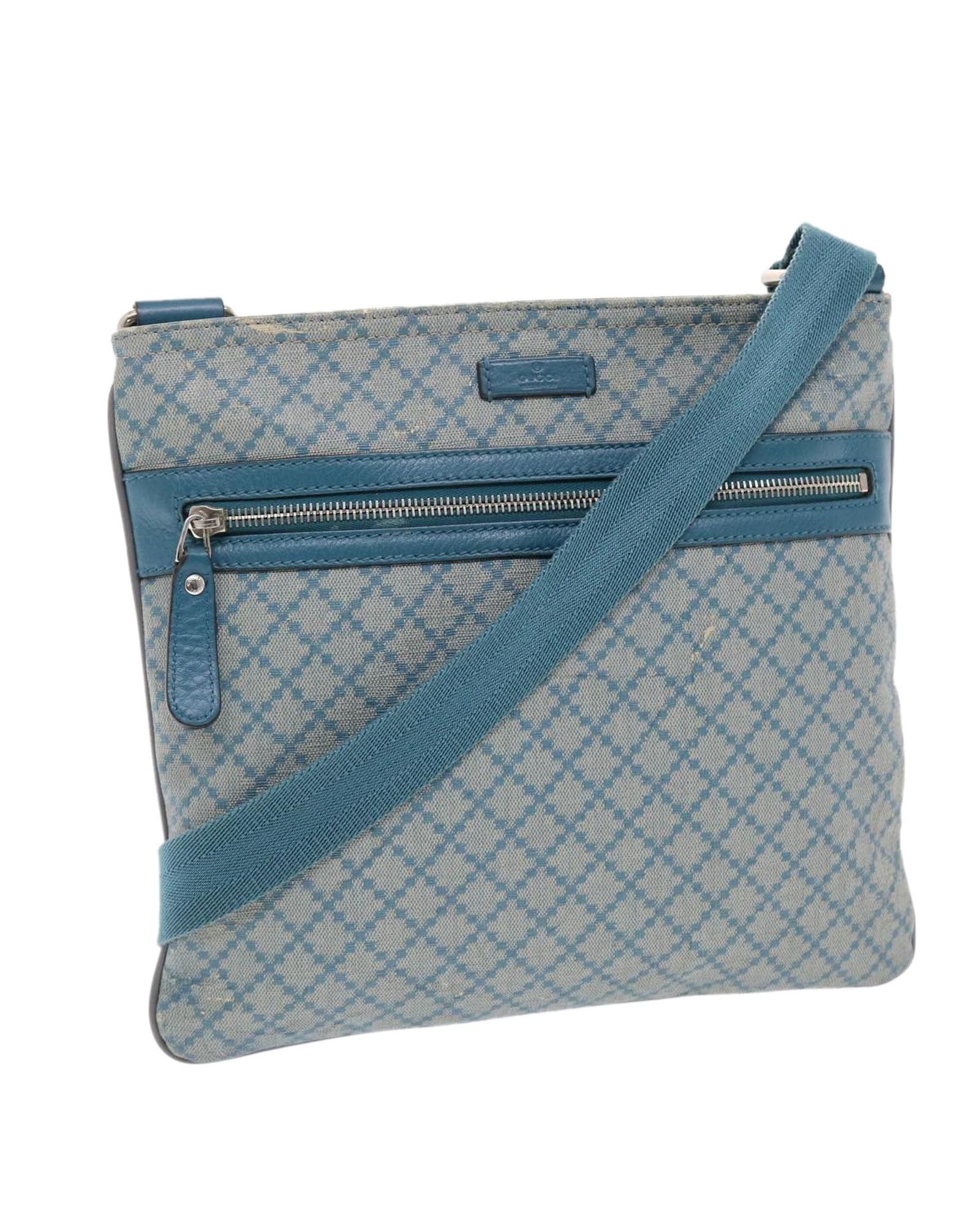 image of Gucci Light Blue Pvc Leather Shoulder Bag With Diamante Detail, Women's